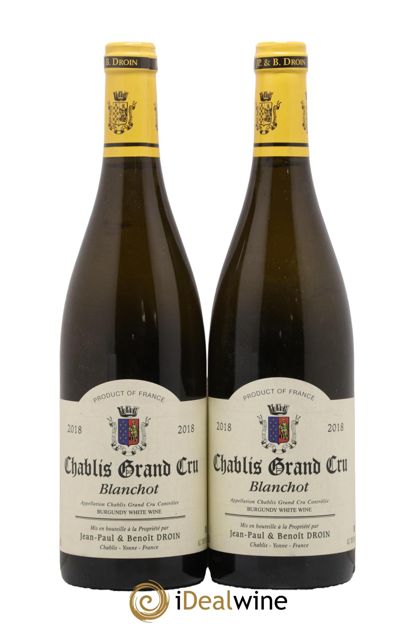Chablis Grand Cru Blanchot Jean-Paul & Benoît Droin (Domaine) 2018 - Lot of 2 bottles - 0