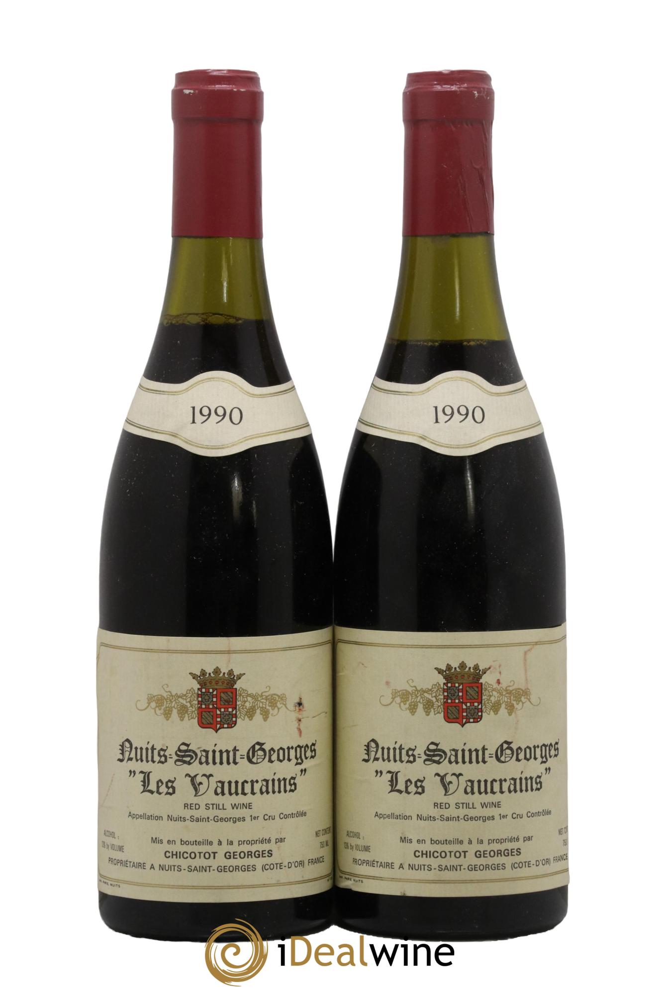Nuits-Saint-Georges 1er Cru Les Vaucrains Chicotot 1990 - Lot of 2 bottles - 0