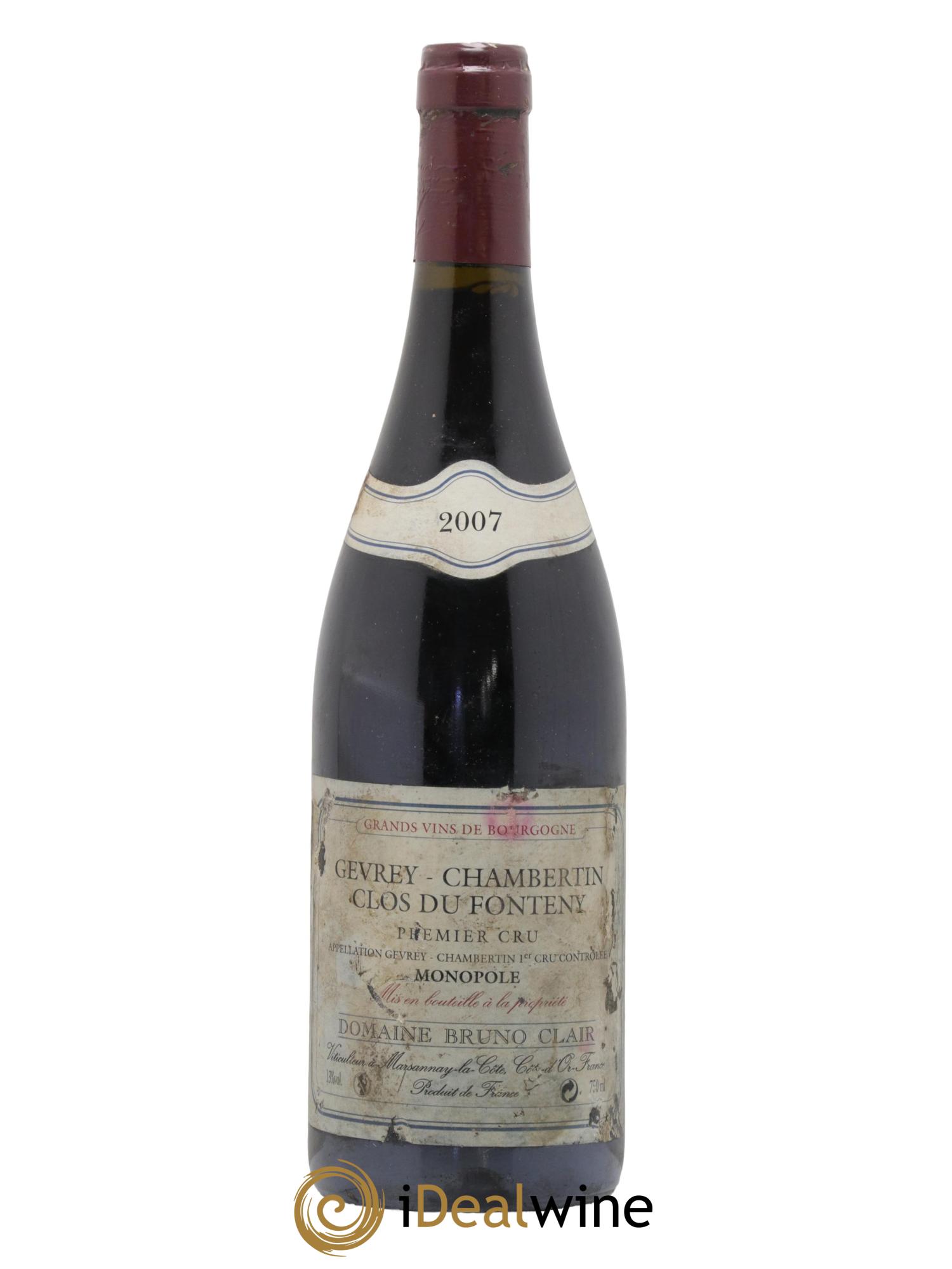 Gevrey-Chambertin 1er Cru Clos du Fonteny Bruno Clair (Domaine) 2007 - Lot de 1 bouteille - 0