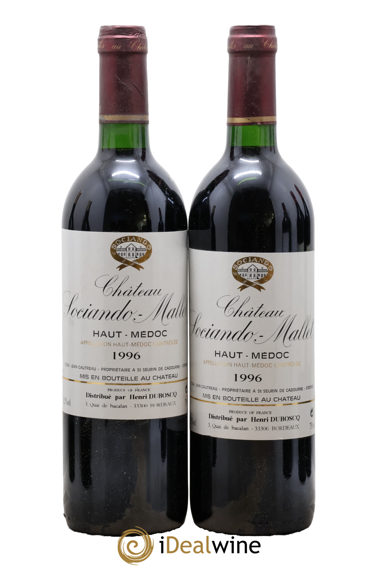 Château Sociando Mallet 1996 - Lot de 2 bouteilles - 0