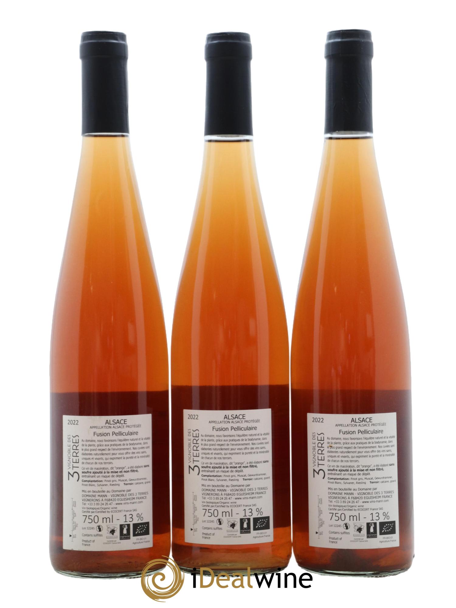 Alsace Vin de Macération Fusion Pelliculaire Vignoble des 3 Terres 2022 - Lot de 3 bouteilles - 1