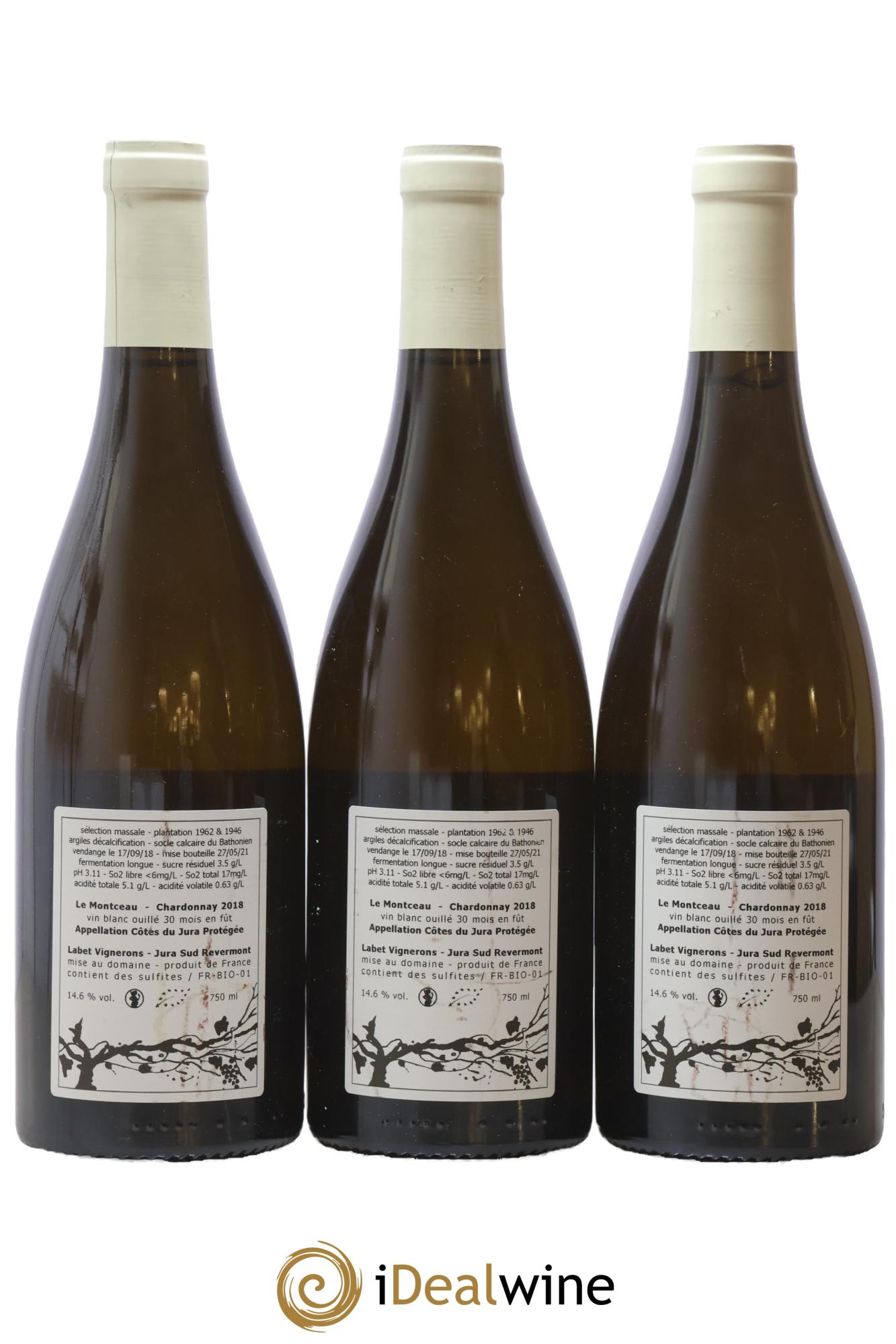 Côtes du Jura Chardonnay Le Montceau Romain - Julien - Charline Labet 2018 - Lotto di 3 bottiglie - 1