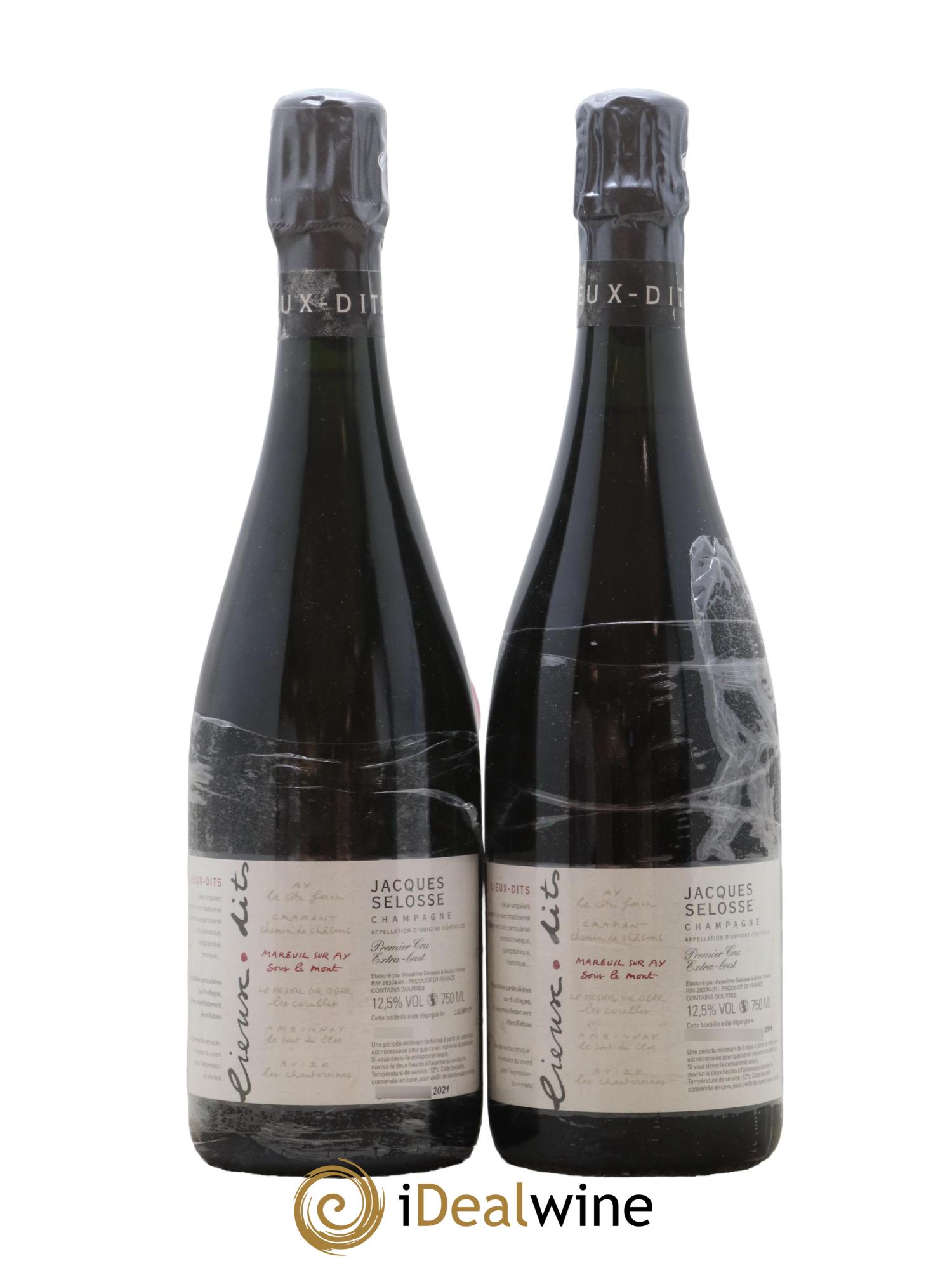 Mareuil sur Ay Sous le Mont Extra-Brut Jacques Selosse - Lot of 2 bottles - 0