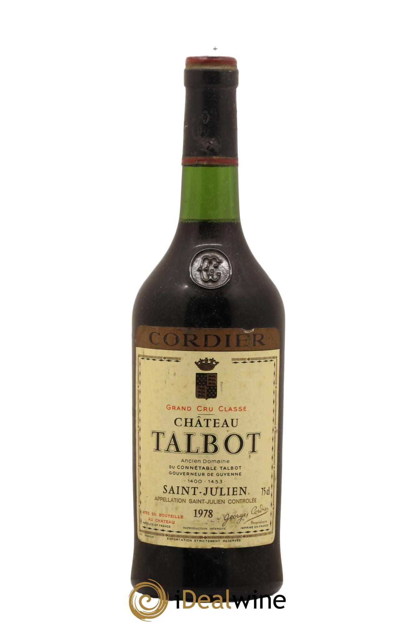 Château Talbot 4ème Grand Cru Classé 1978 - Lot de 1 bouteille - 0
