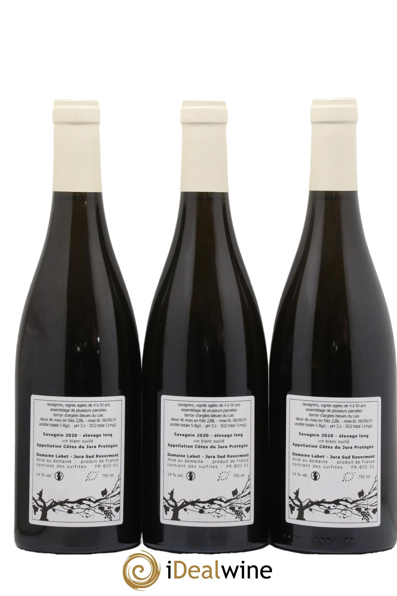 Côtes du Jura Savagnin en Chalasse Elevage Long Romain - Julien - Charline Labet 2020 - Lot de 3 bouteilles - 1