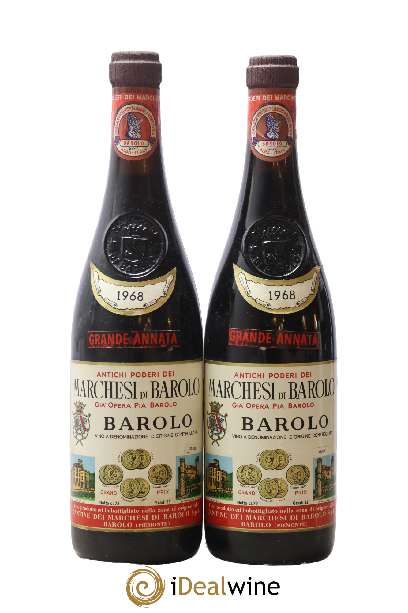 Barolo DOC Grande Annata Marchesi Di Barolo 1968 - Lotto di 2 bottiglie - 0