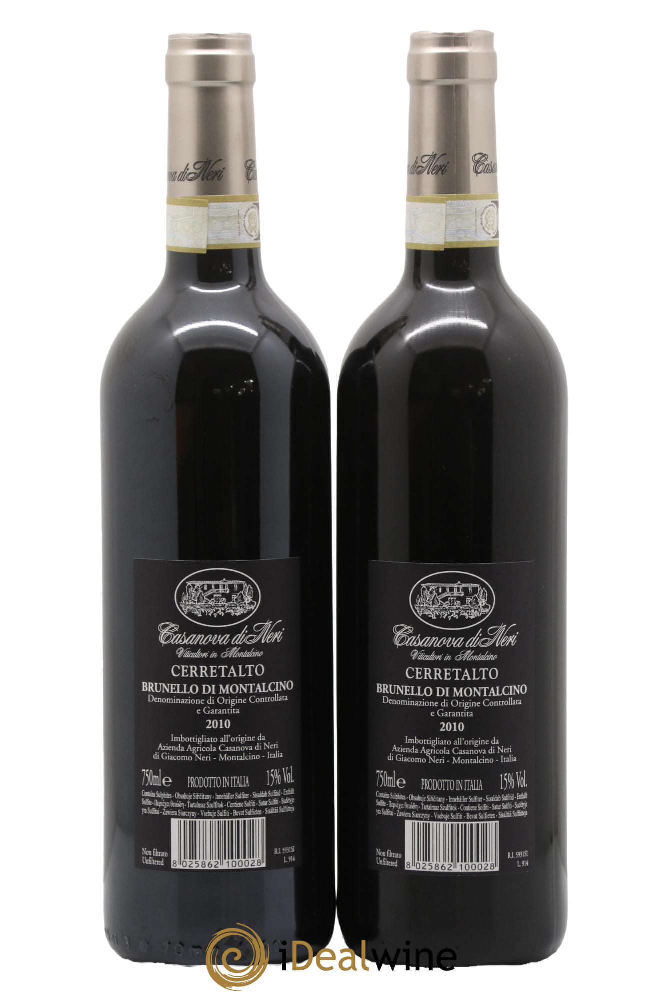 Brunello di Montalcino DOCG Cerretalto Casanova di Neri - Giacomo Neri 2010 - Lotto di 2 bottiglie - 1