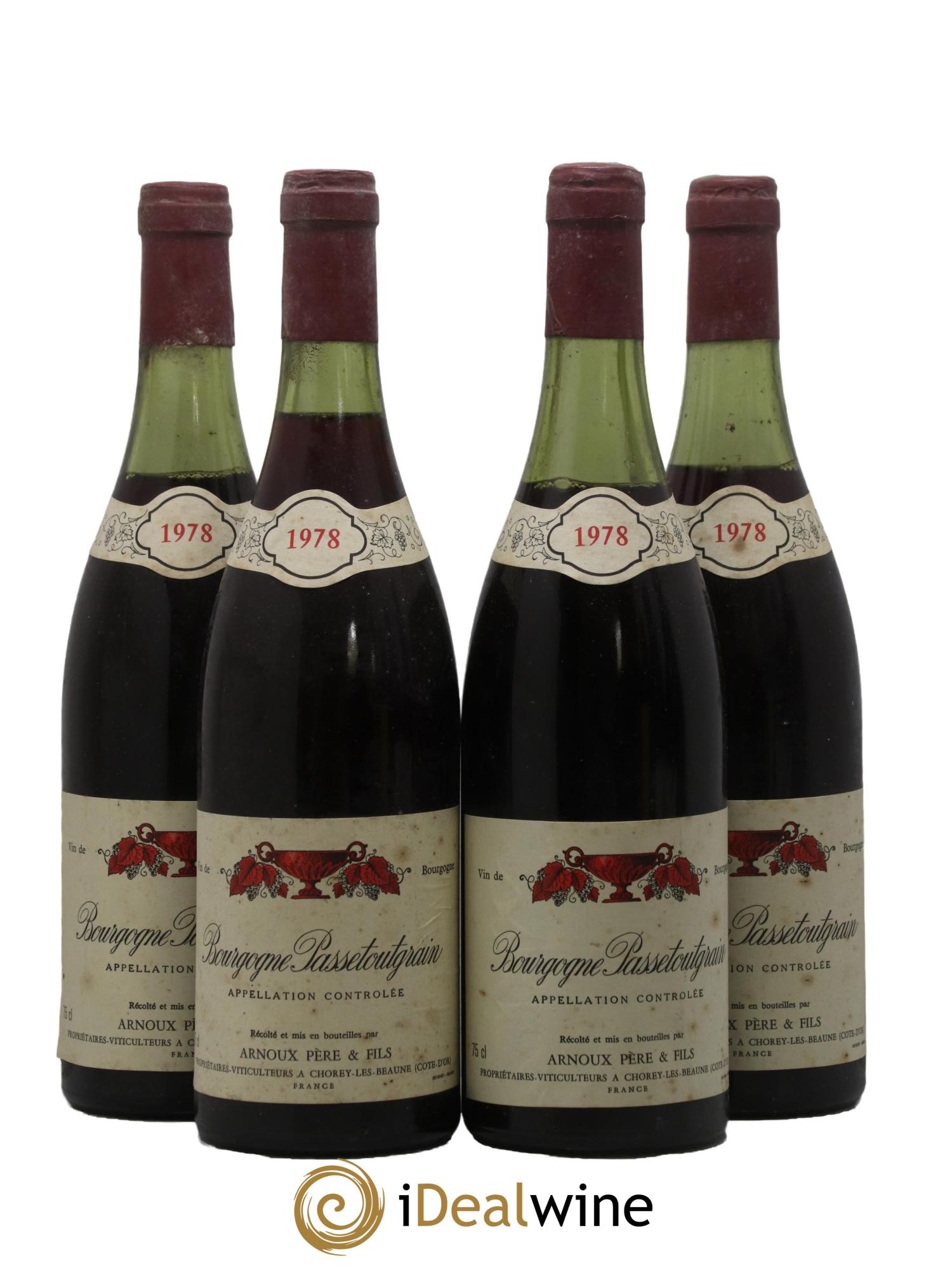 Bourgogne Passetoutgrain Arnoux Père et Fils 1978 - Lot de 4 bouteilles - 0
