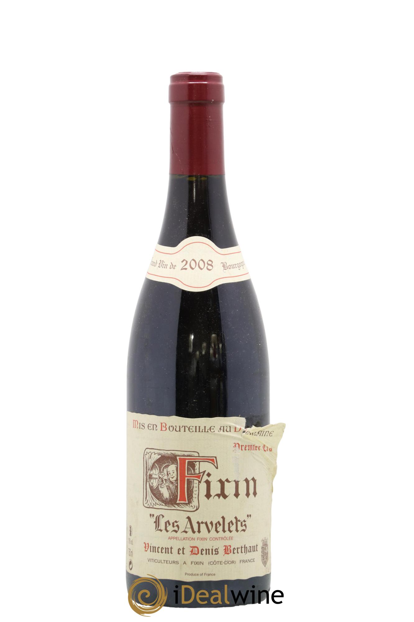 Fixin 1er Cru Les Arvelets Vincent et Denis Berthaut 2008 - Lot de 1 bouteille - 0