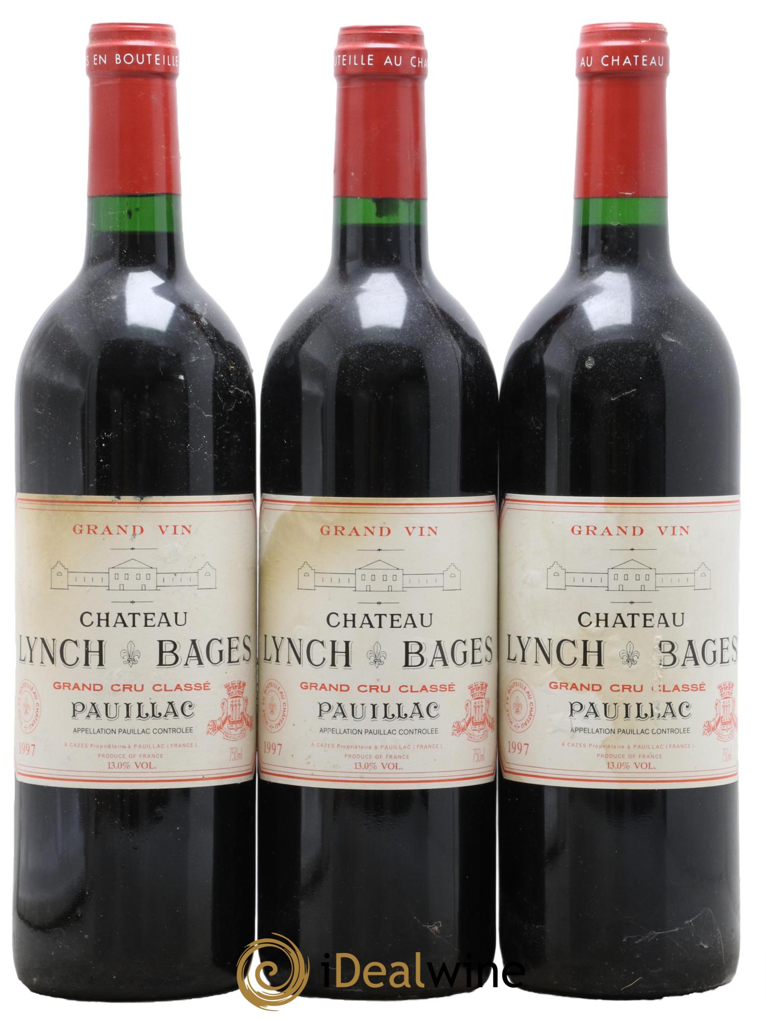 Château Lynch Bages 5ème Grand Cru Classé 1997 - Lot de 3 bouteilles - 0
