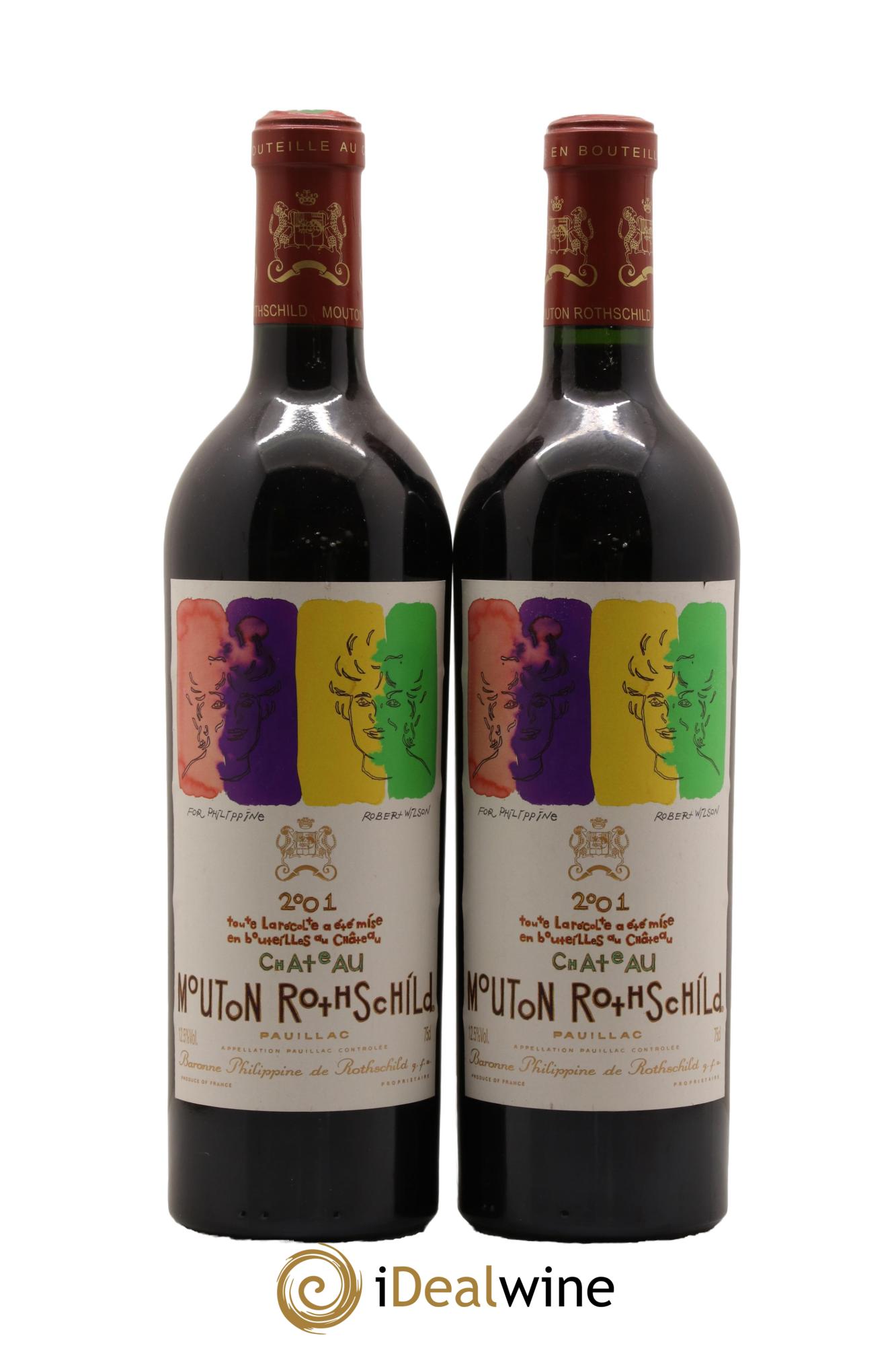 Château Mouton Rothschild 1er Grand Cru Classé 2001 - Lot de 2 bouteilles - 0