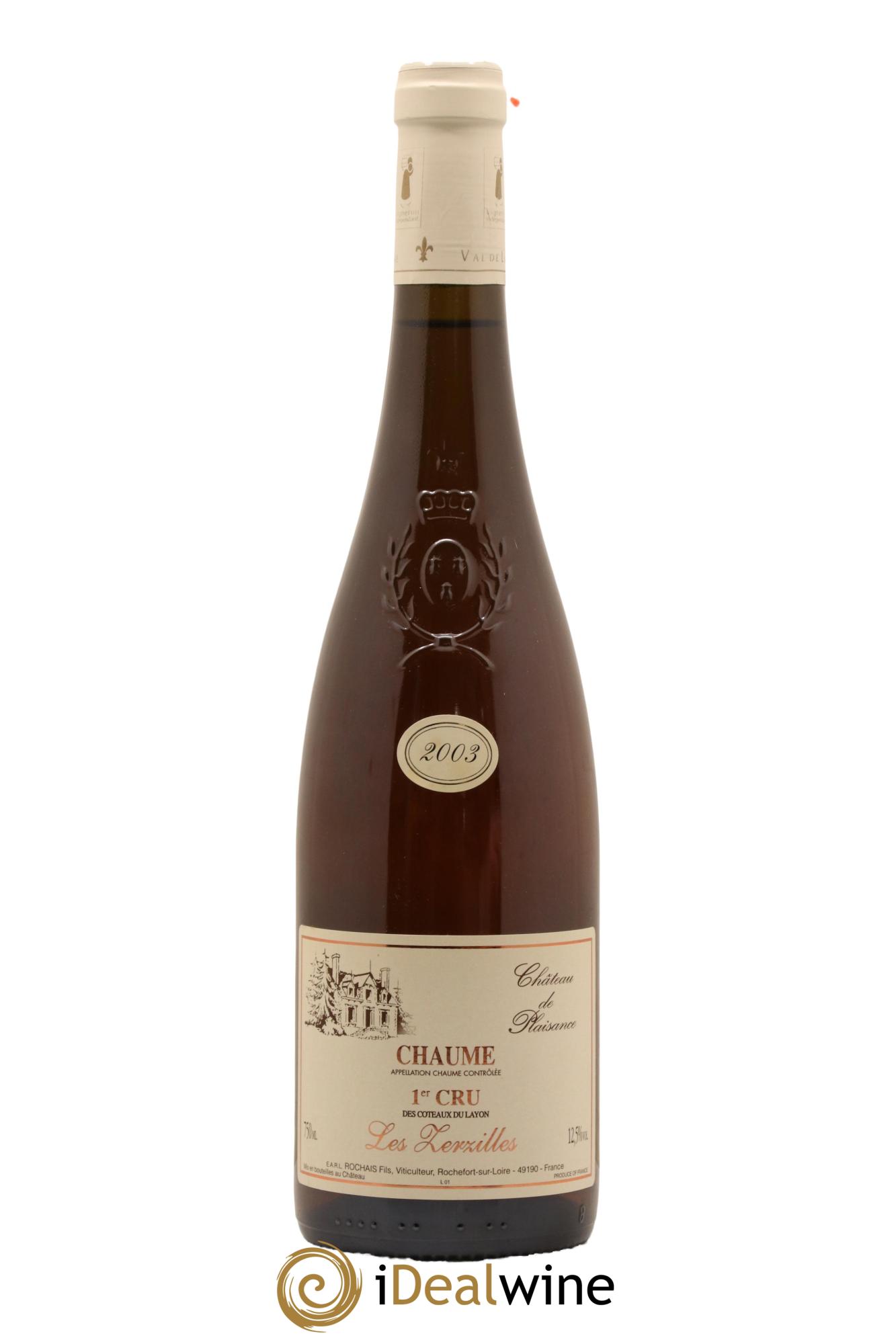 Coteaux du Layon 1er Cru Chaume Les Zerzilles Château de Plaisance 2003 - Lotto di 1 bottiglia - 0