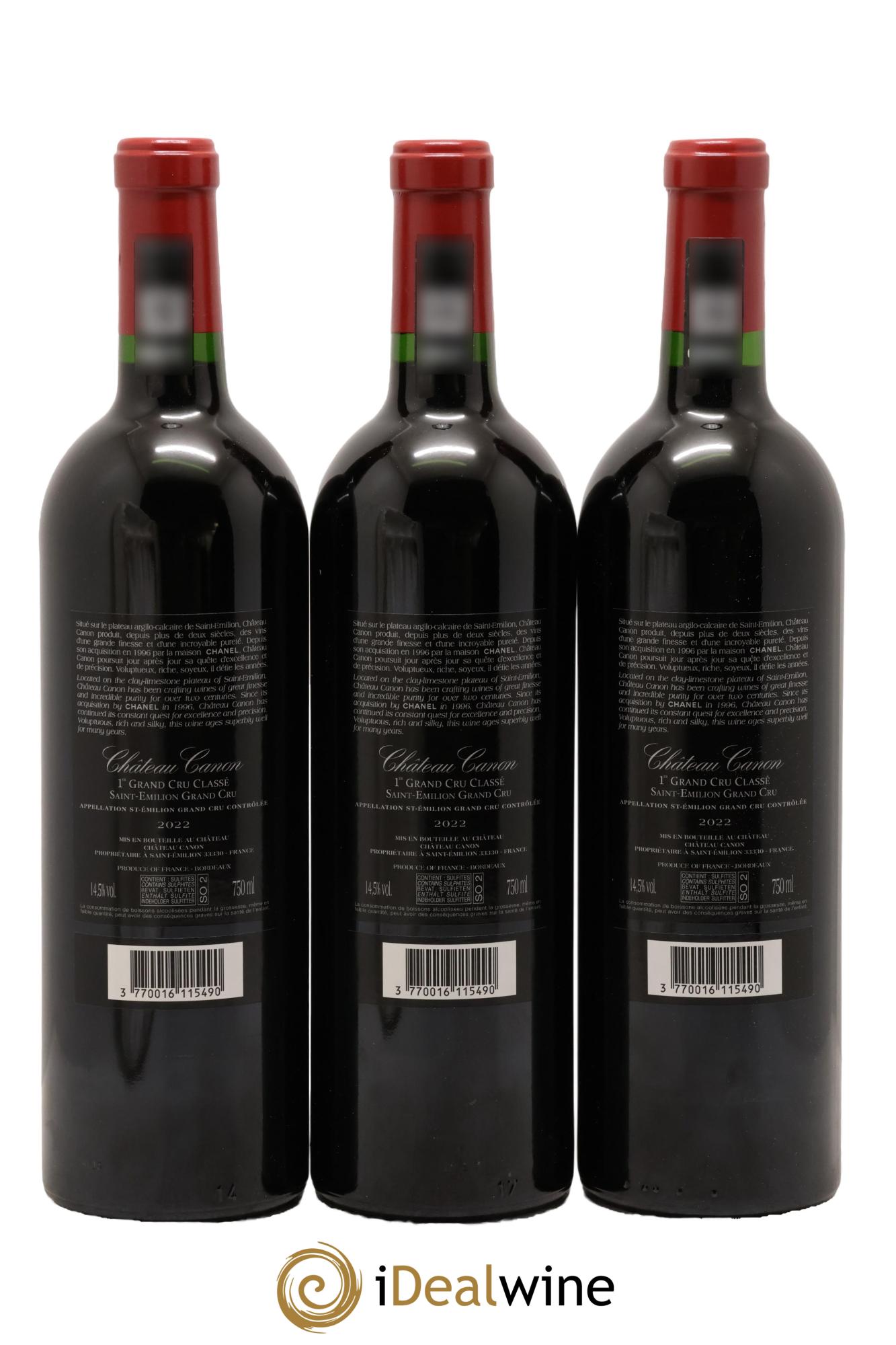 Château Canon 1er Grand Cru Classé B 2022 - Lot of 3 bottles - 1
