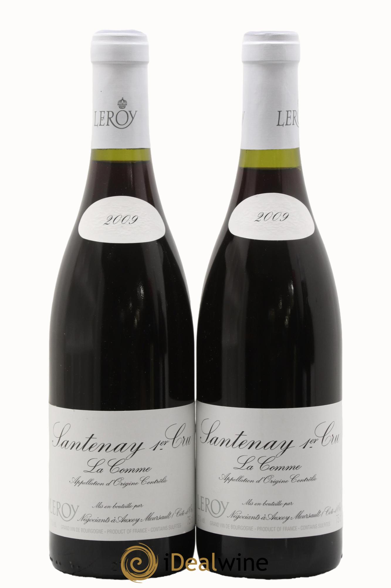 Santenay 1er Cru La Comme Leroy SA 2009 - Lot of 2 bottles - 0