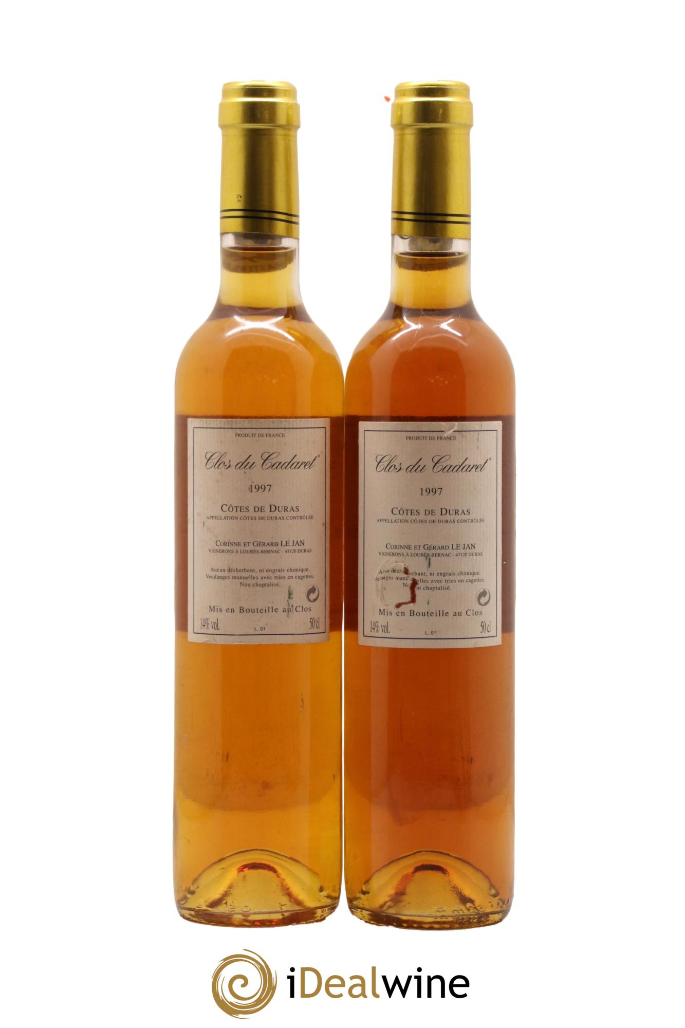 Divers Cote de Duras Clos du Cadaret Domaine Le Jan Cuvée Quentin 1997 - Lot de 2 format 50cls - 1