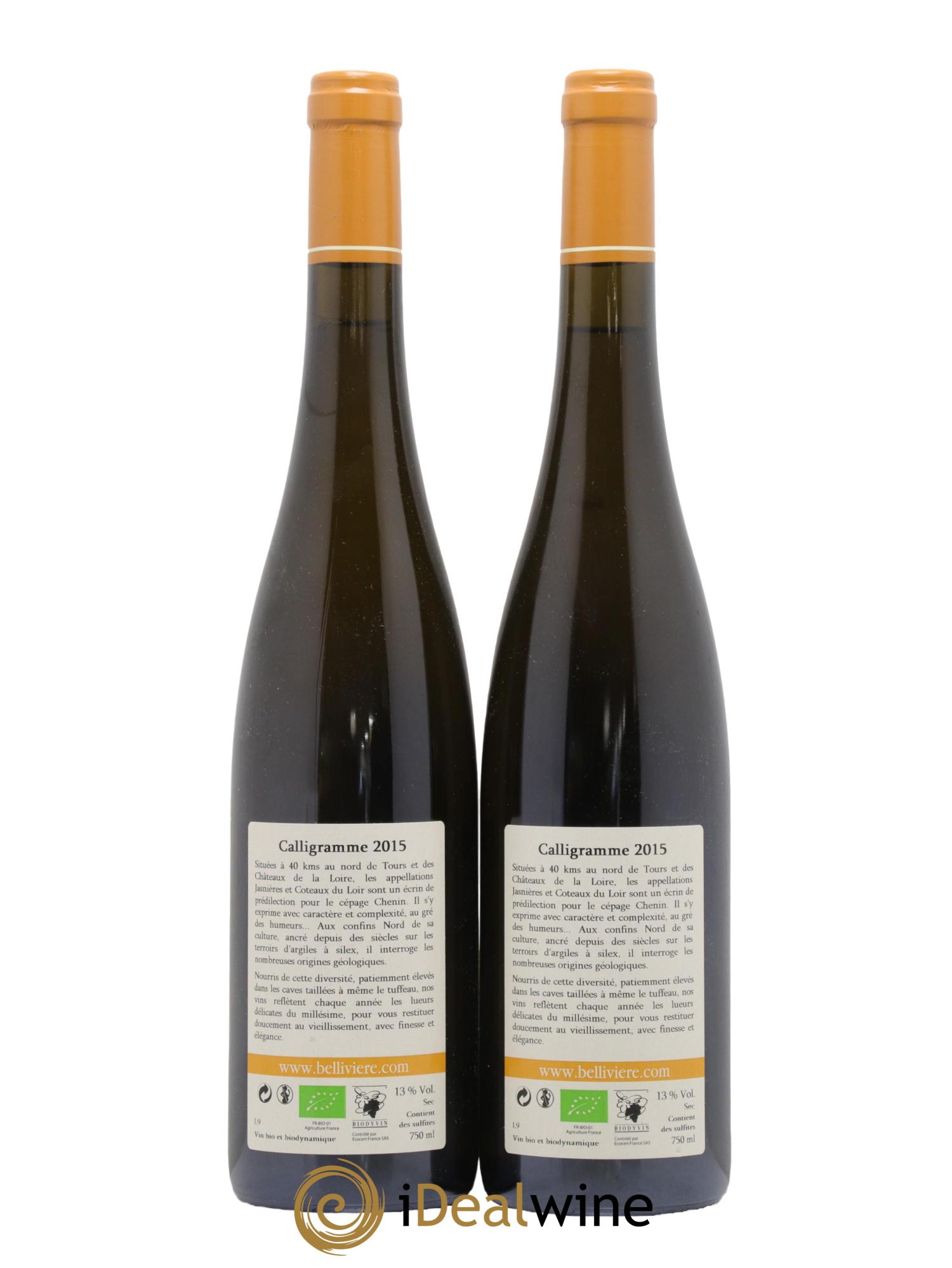 Jasnières Calligramme Domaine de Bellivière 2015 - Lot de 2 bouteilles - 1