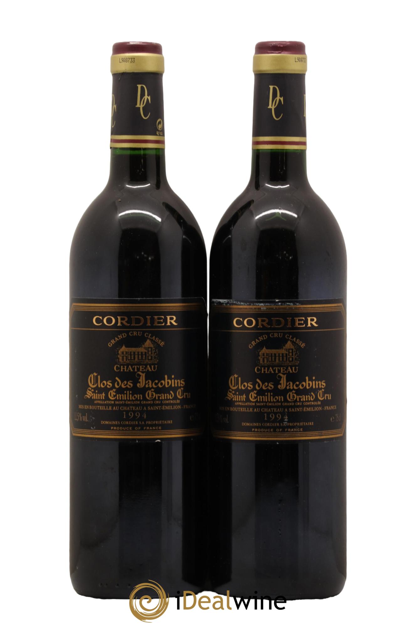Château Clos des Jacobins Grand Cru Classé 1994 - Lot de 2 bouteilles - 0