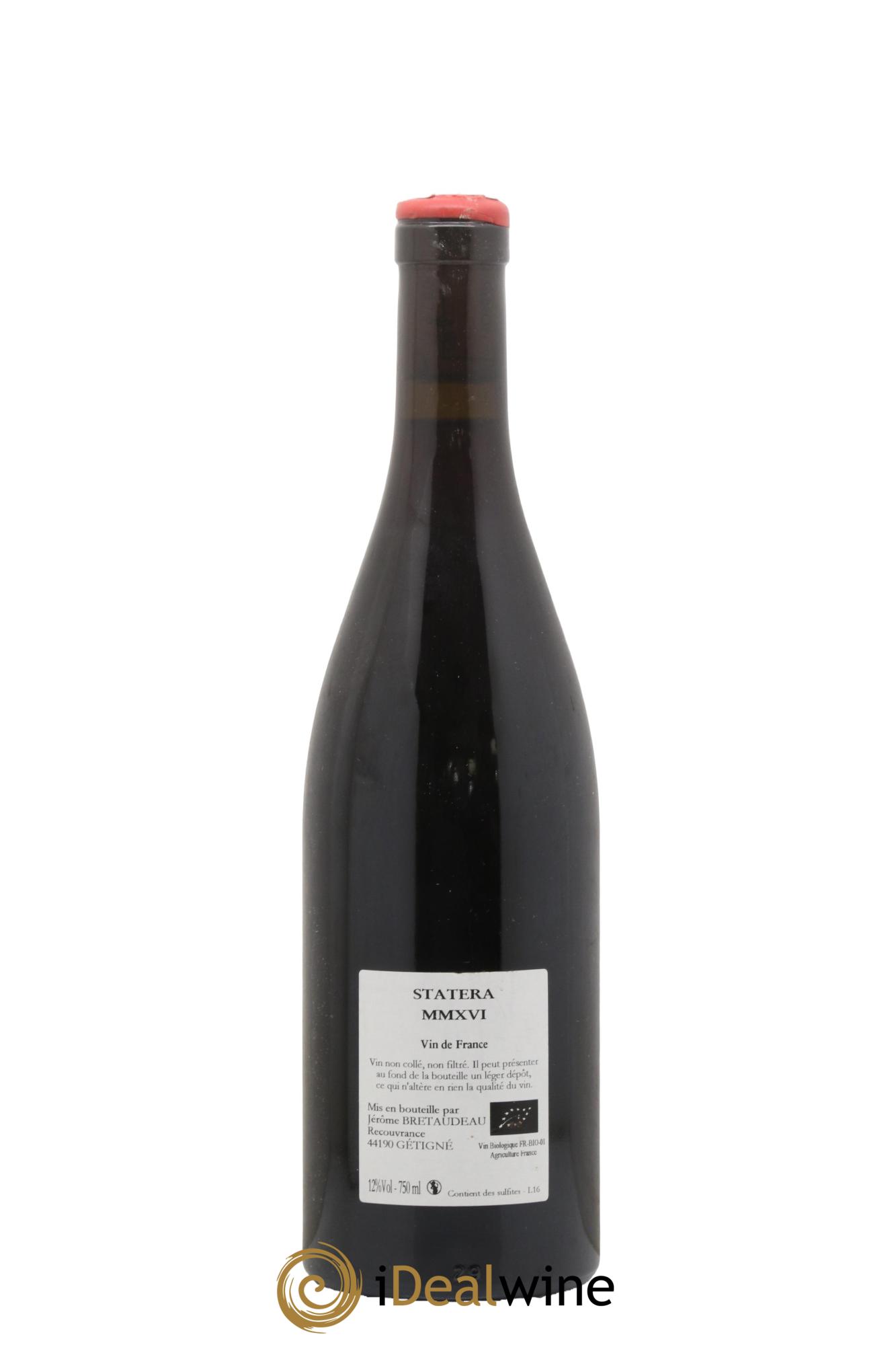 Vin de France Statera Jérôme Bretaudeau - Domaine de Bellevue 2016 - Lot de 1 bouteille - 1