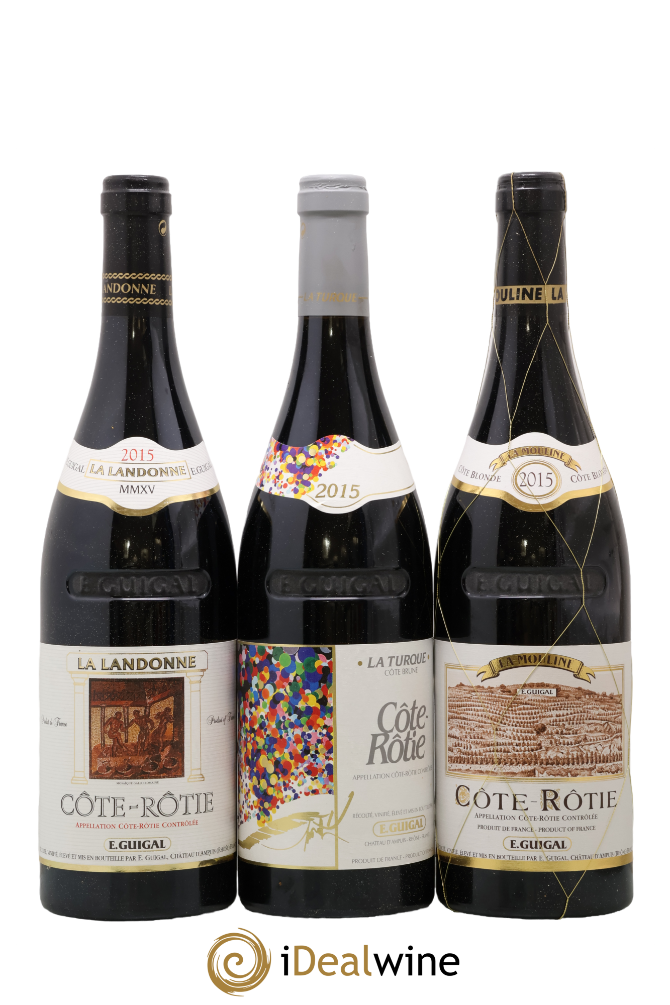 Côte-Rôtie Guigal Trilogie La Turque - La Landonne - La Mouline 2015 - Lot de 3 bouteilles - 0