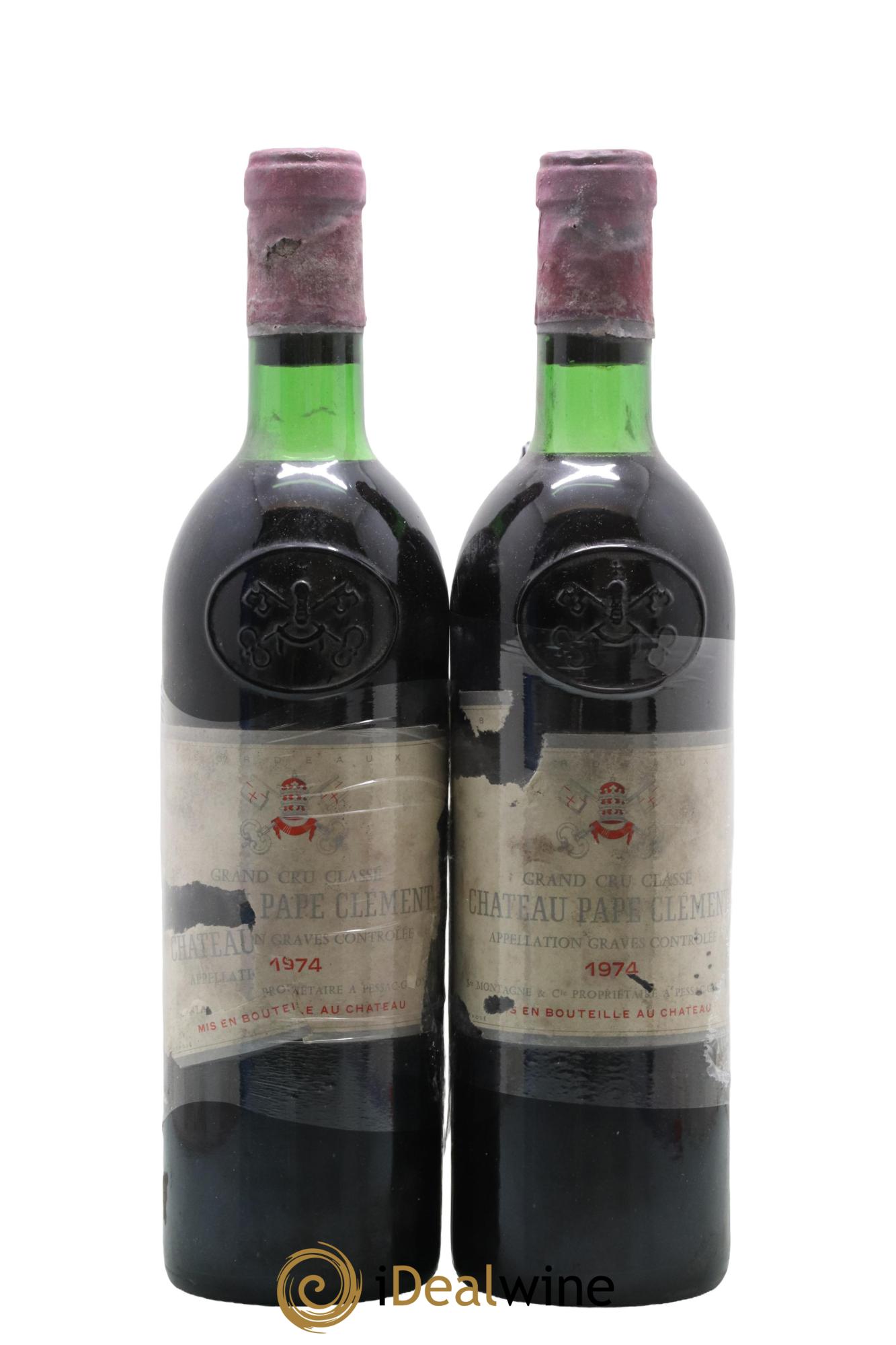 Château Pape Clément Cru Classé de Graves 1974 - Lot of 2 bottles - 0