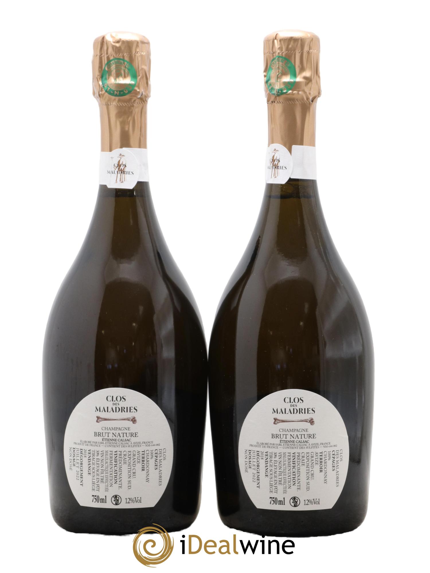 Clos des Maladries Grand Cru Extra-Brut Etienne Calsac 2018 - Lot of 2 bottles - 1