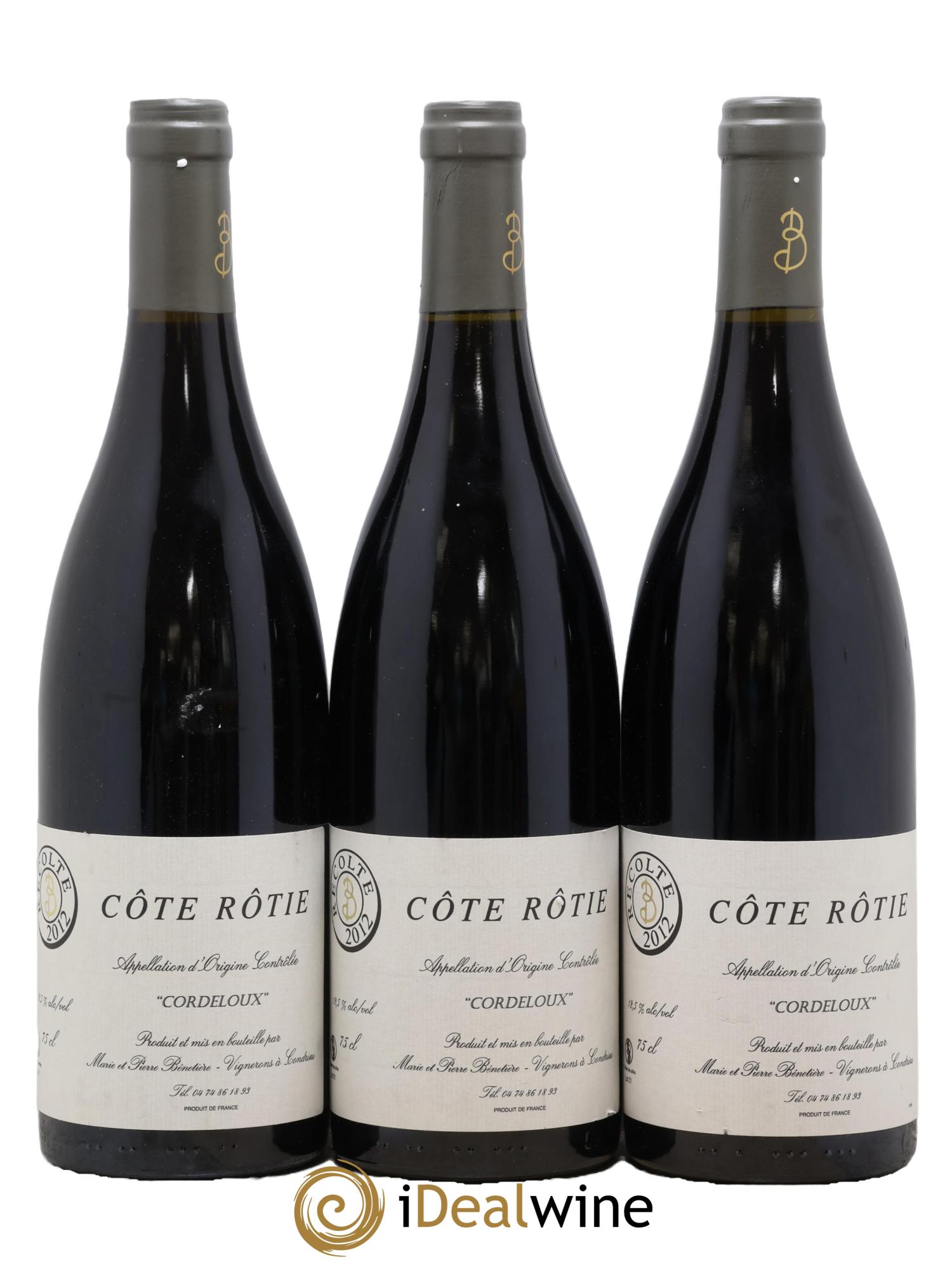 Côte-Rôtie Cordeloux Marie et Pierre Bénetière (Domaine) 2012 - Lot de 3 bouteilles - 0