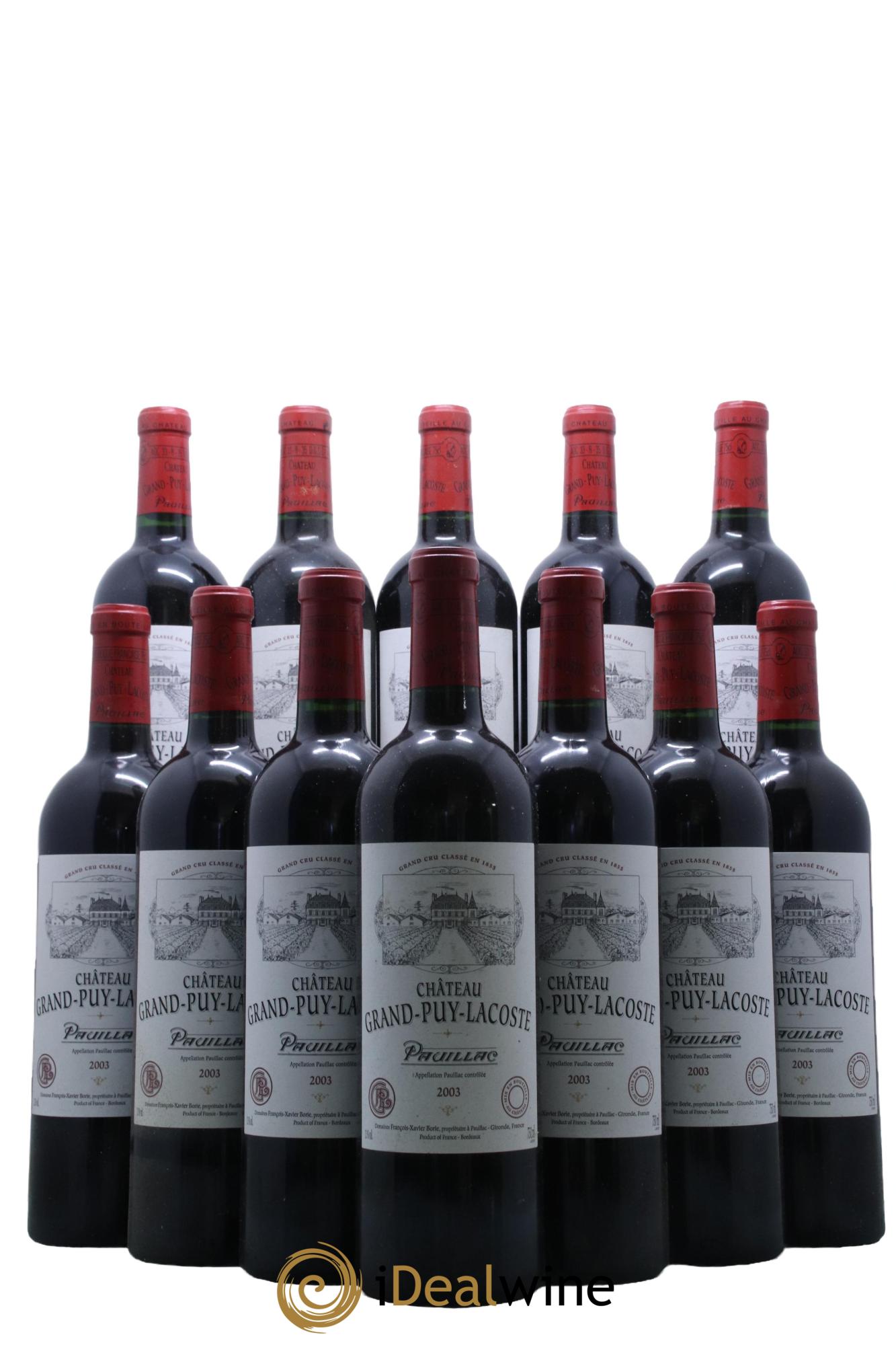Château Grand Puy Lacoste 5ème Grand Cru Classé 2003 - Lot de 12 bouteilles - 0