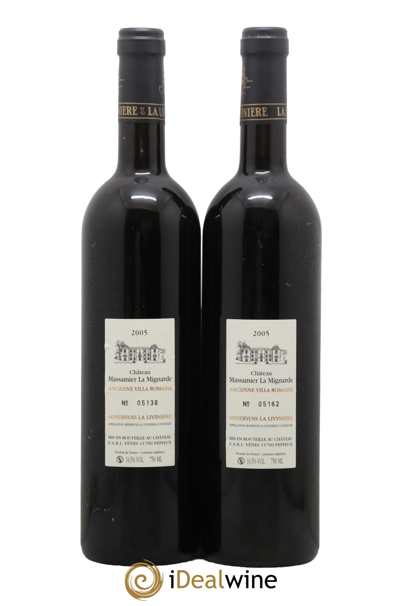 Minervois La Livinière Domus Maximus Domaine Massamier La Mignarde 2005 - Lot de 2 bouteilles - 1