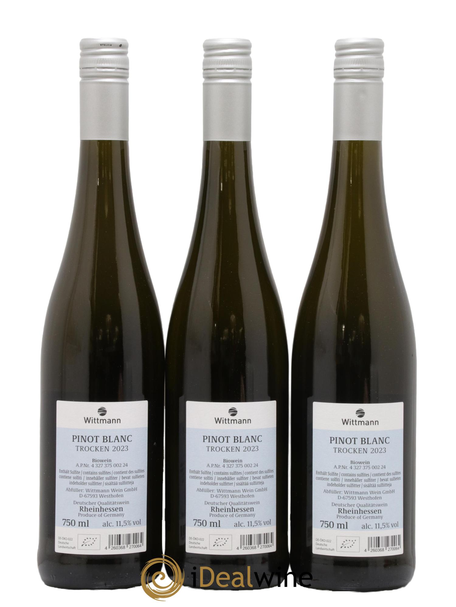 Allemagne Rheinhessen Pinot Blanc 100 Hugel Wittmann 2023 - Lotto di 3 bottiglie - 1