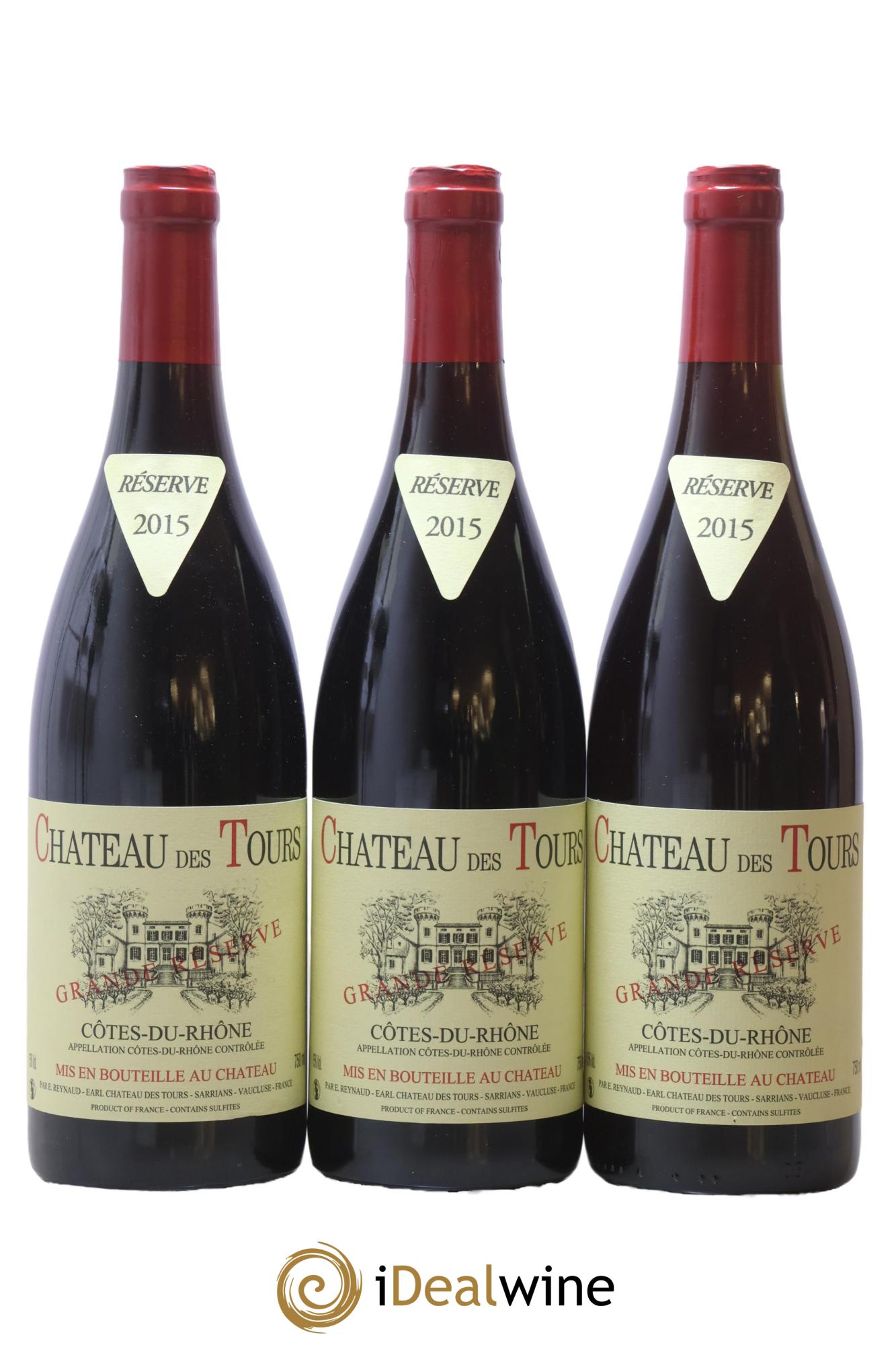 Côtes-du-Rhône Château des Tours Grande Réserve Emmanuel Reynaud 2015 - Lot of 3 bottles - 0