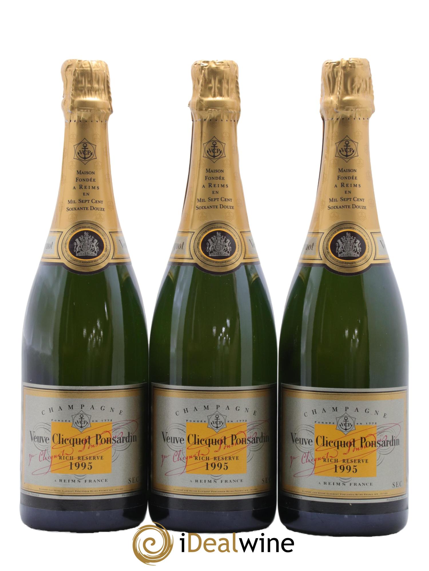 Champagne Rich Reserve Veuve Clicquot 1995 - Lot de 3 bouteilles - 0