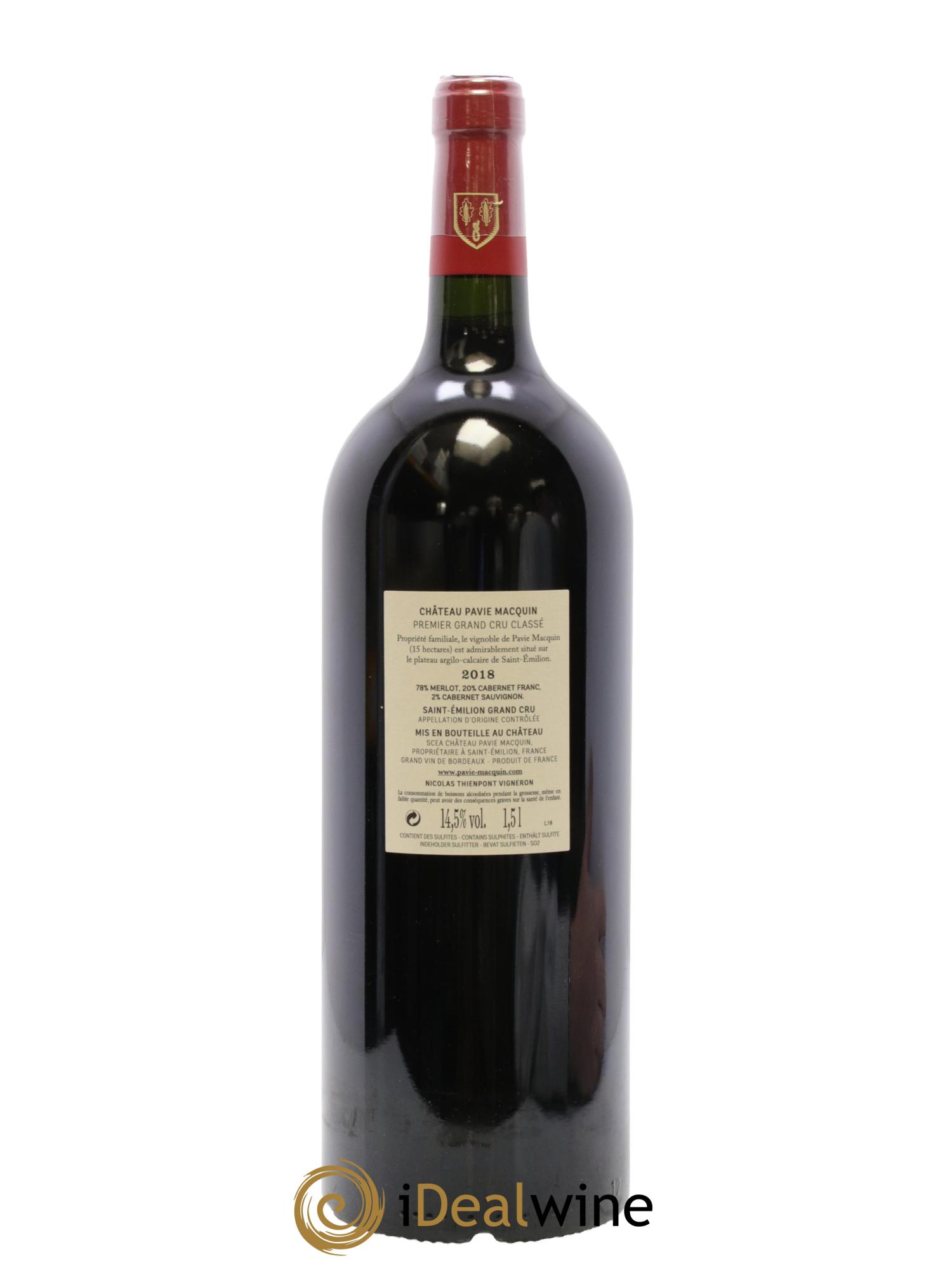 Château Pavie Macquin 1er Grand Cru Classé B 2018 - Lot of 1 magnum - 2