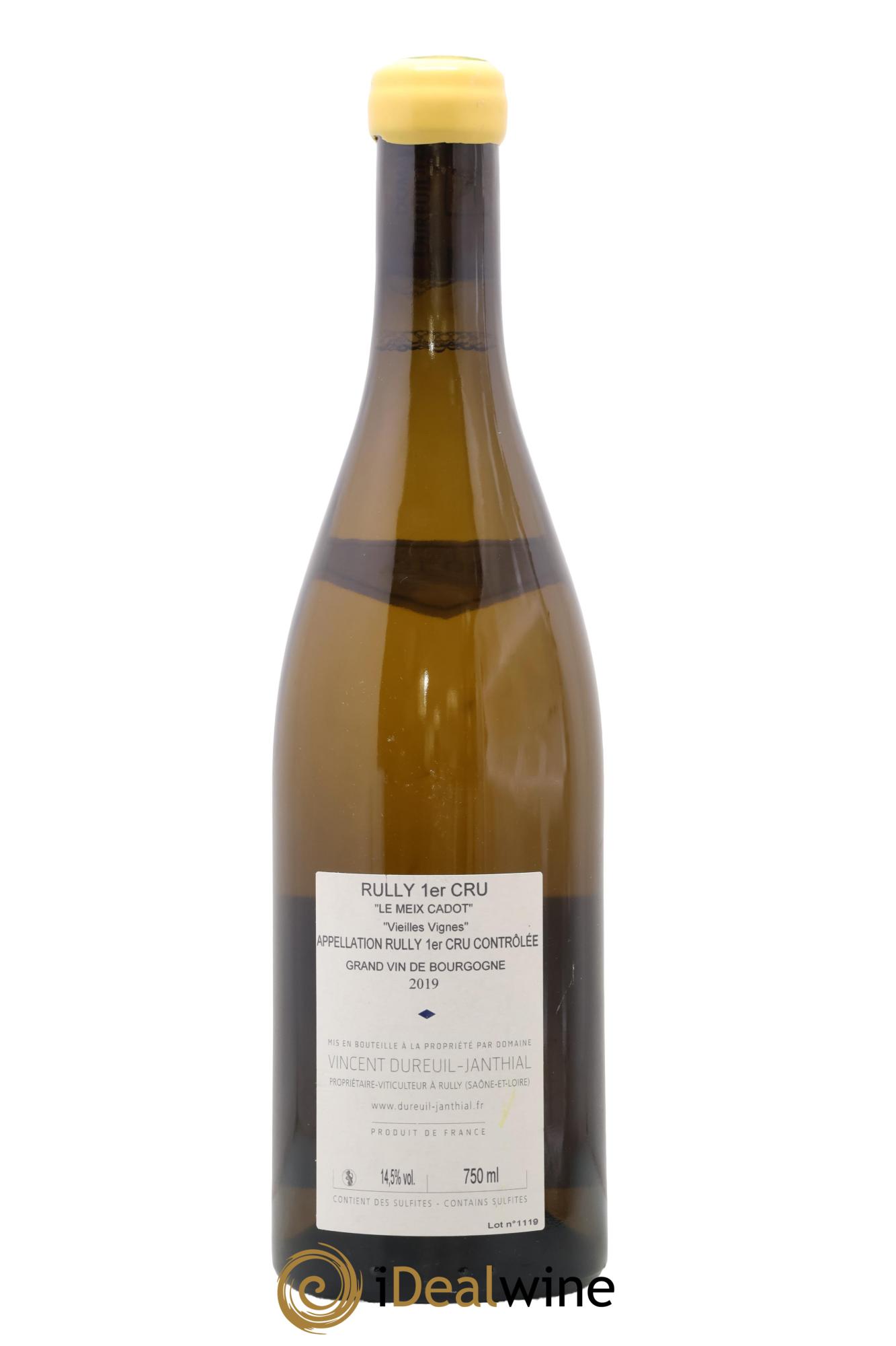 Rully 1er Cru Le Meix Cadot Vieilles Vignes Vincent Dureuil-Janthial 2019 - Lot of 1 bottle - 1