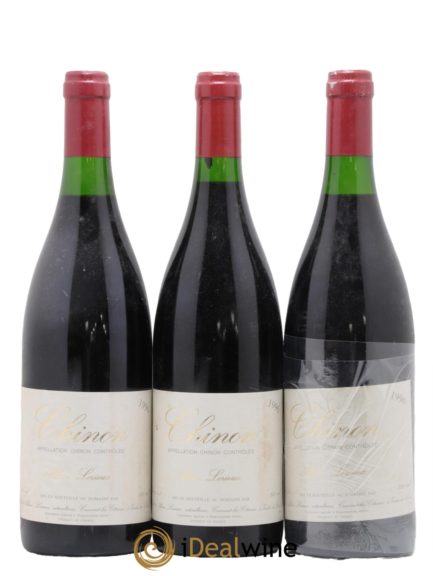 Chinon Domaine Alain Lorieux 1996 - Lot of 3 bottles - 0