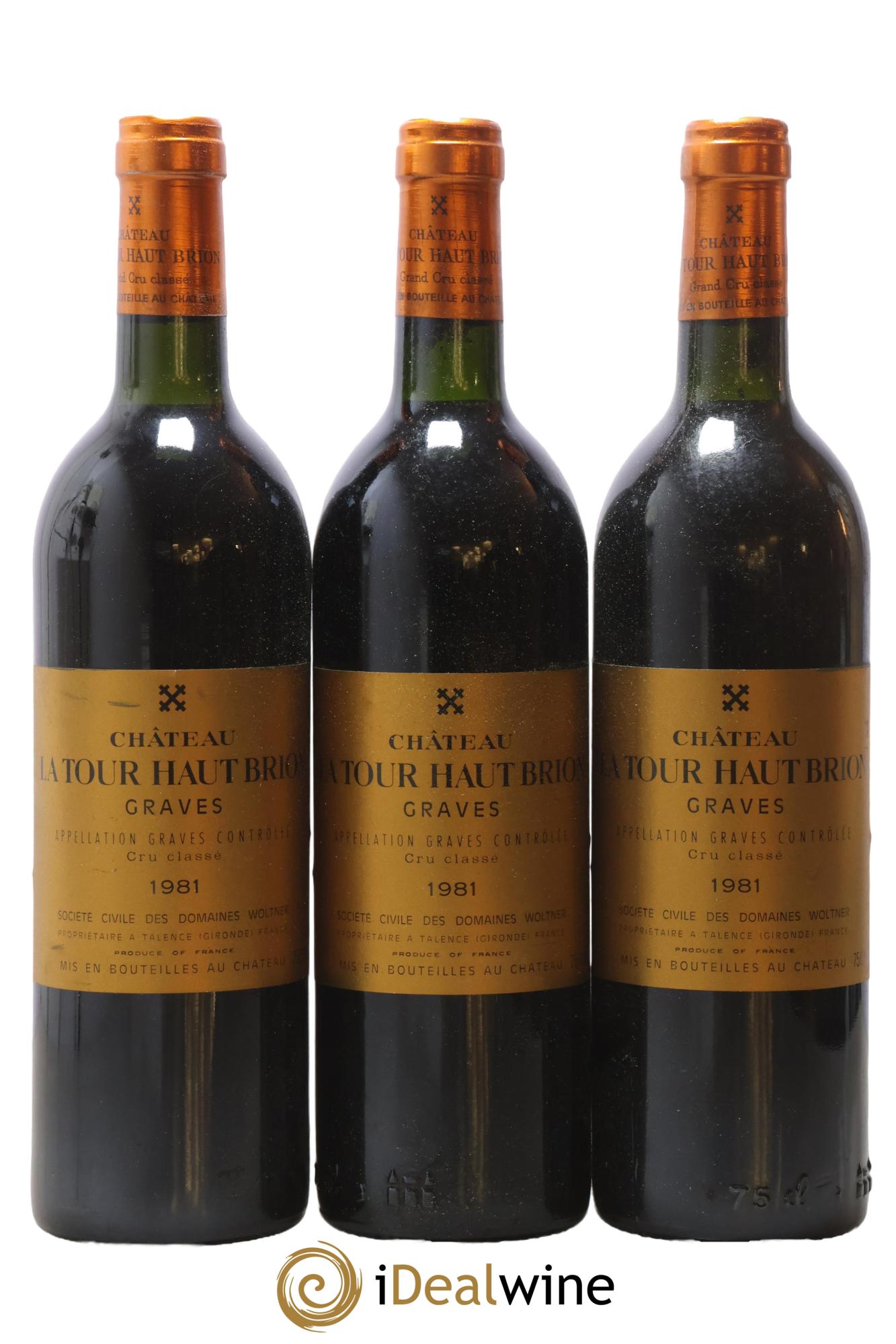 Château la Tour Haut-Brion Cru Classé de Graves 1981 - Lot de 3 bouteilles - 0