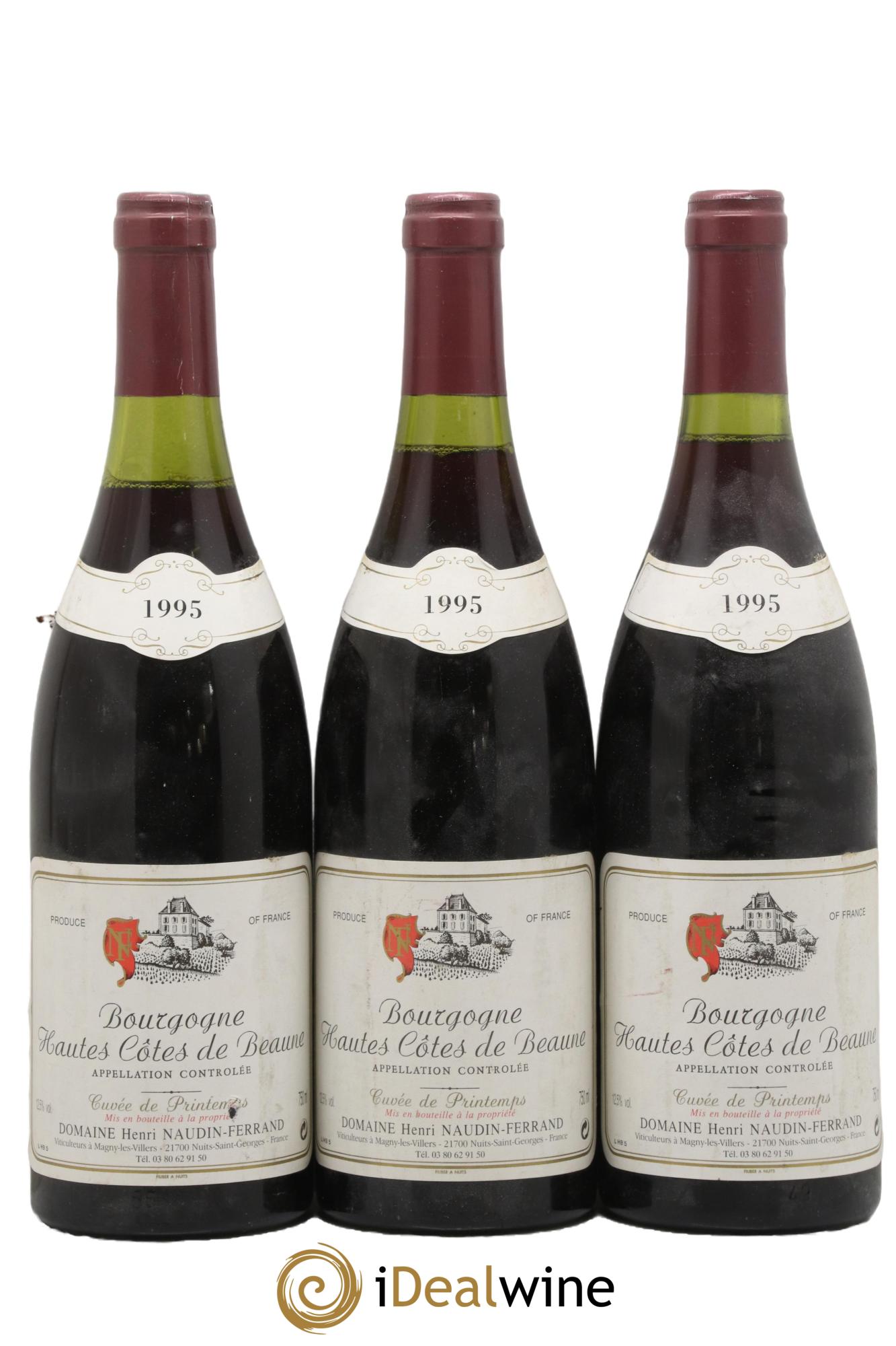 Hautes-Côtes de Beaune Cuvée De Printemps Domaine Henri Naudin-Fernand 1995 - Lot de 3 bouteilles - 0