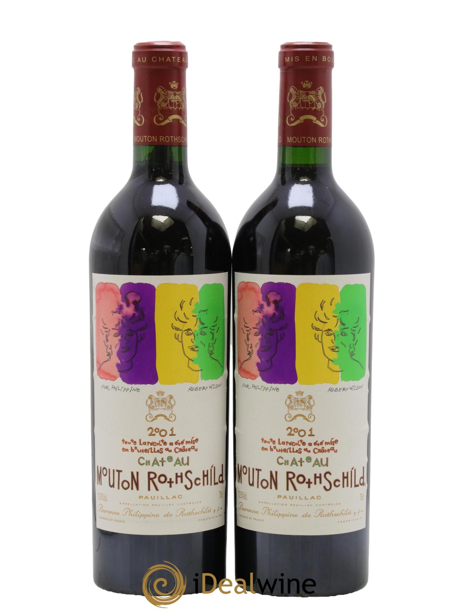 Château Mouton Rothschild 1er Grand Cru Classé 2001 - Lot de 2 bouteilles - 0
