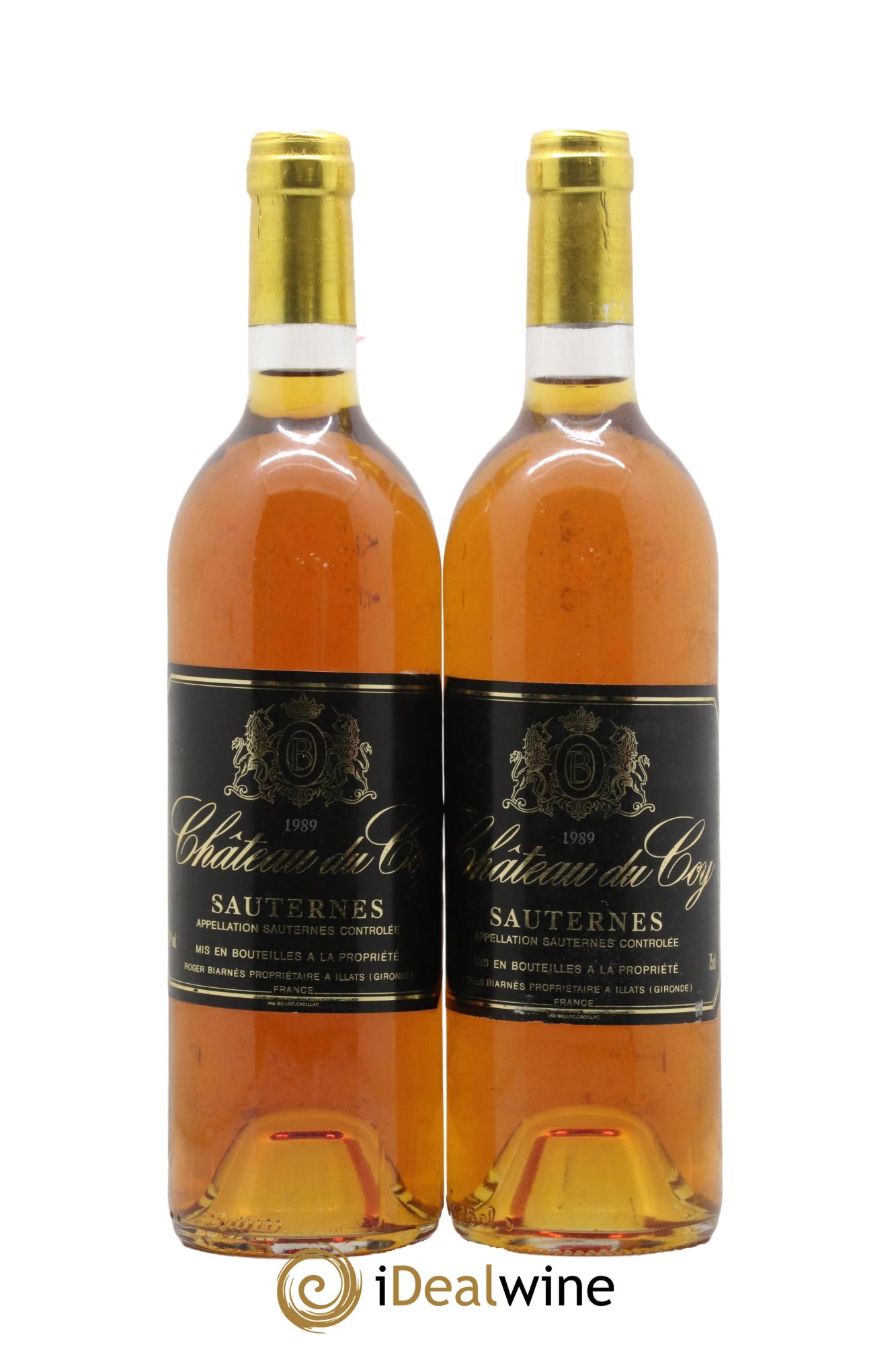 Sauternes Château du Coy 1989 - Lot de 2 bouteilles - 0