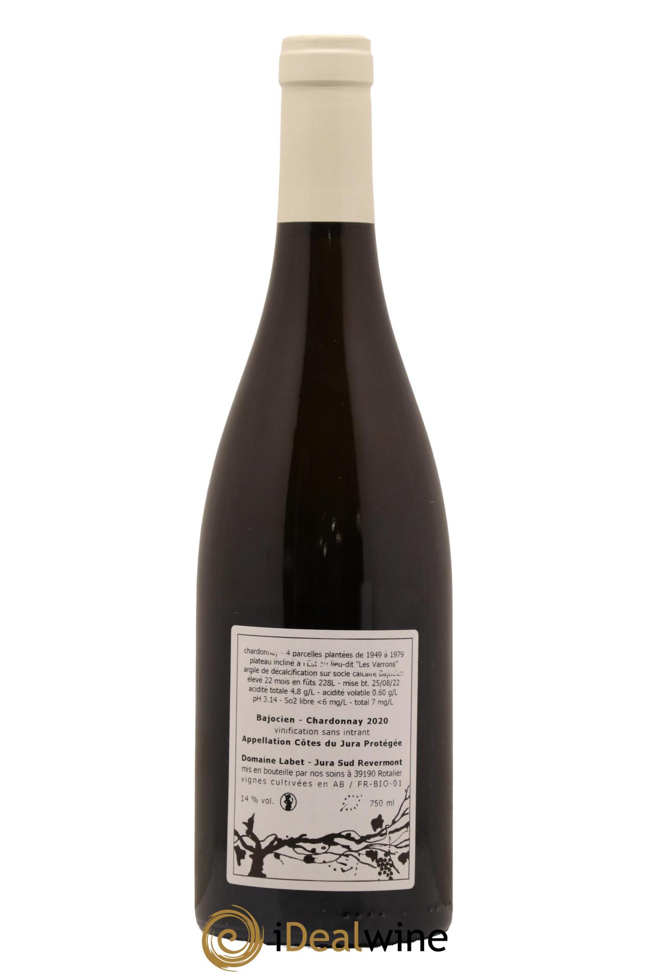 Côtes du Jura Chardonnay Bajocien Romain - Julien  - Charline Labet 2020 - Lot de 1 bouteille - 1