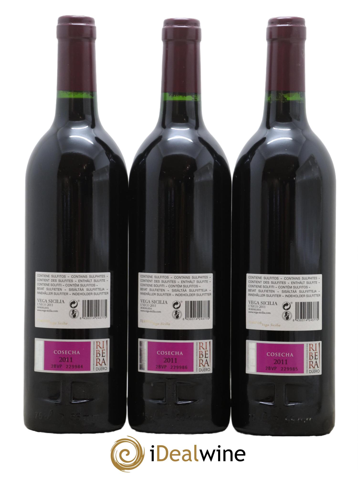 Ribera Del Duero DO Vega Sicilia Unico Famille Alvarez 2011 - Lot de 3 bouteilles - 1