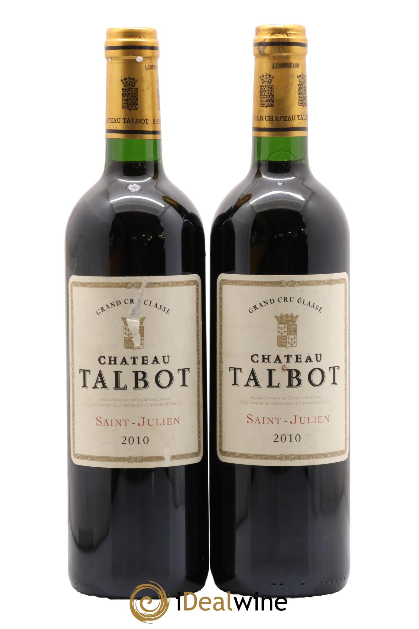 Château Talbot 4ème Grand Cru Classé 2010 - Lot of 2 bottles - 0