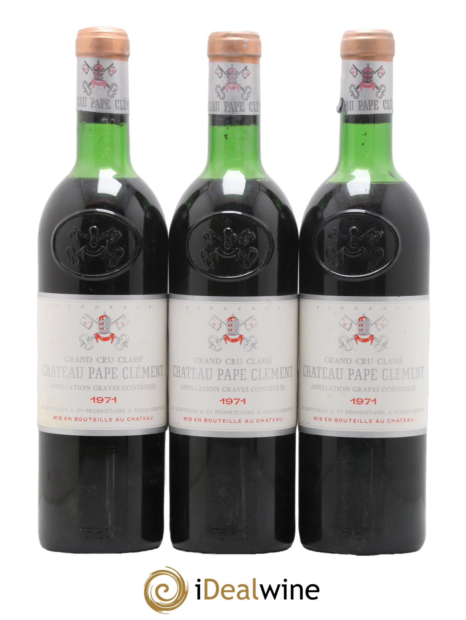 Château Pape Clément Cru Classé de Graves 1971 - Posten von 3 Flaschen - 0