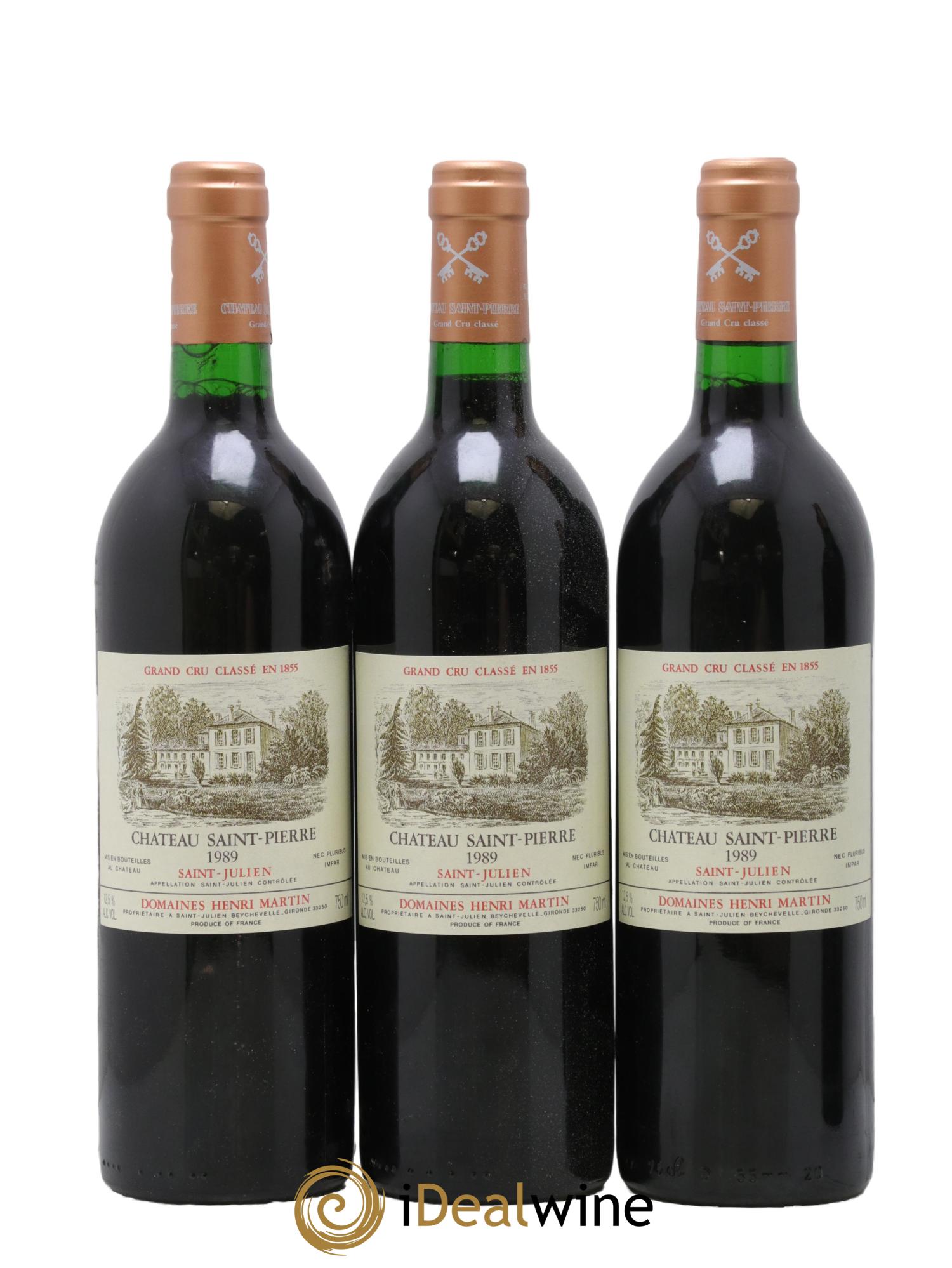 Château Saint-Pierre 4ème Grand Cru Classé 1989 - Posten von 3 Flaschen - 0