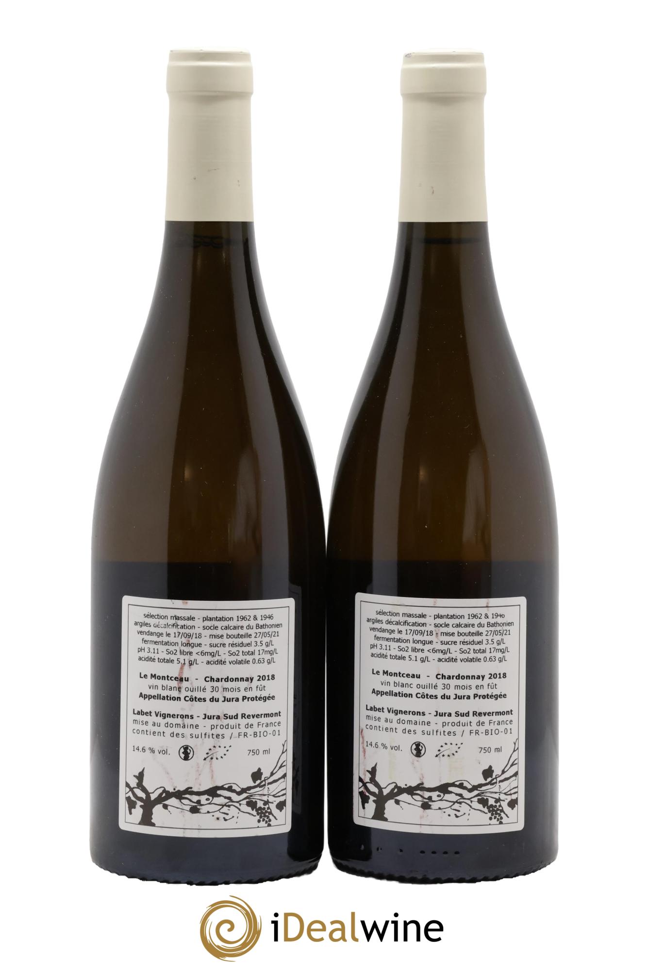 Côtes du Jura Chardonnay Le Montceau Romain - Julien - Charline Labet 2018 - Lot of 2 bottles - 1