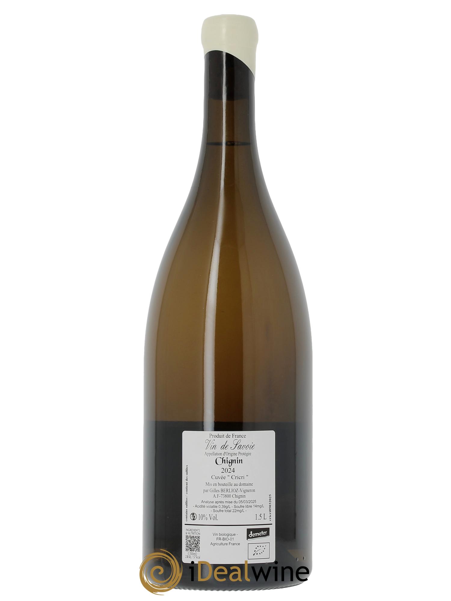 Vin de Savoie Chignin Cricri Gilles Berlioz  2024 - Lotto di 1 magnum - 1