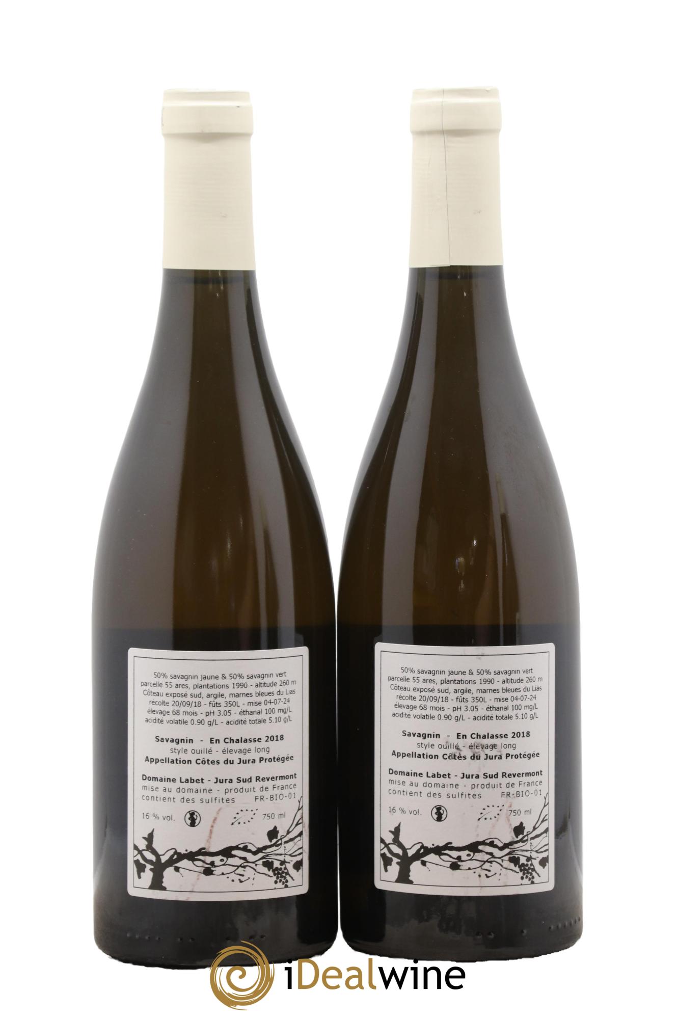 Côtes du Jura Savagnin en Chalasse Elevage Long Romain - Julien  - Charline Labet 2018 - Lot of 2 bottles - 1