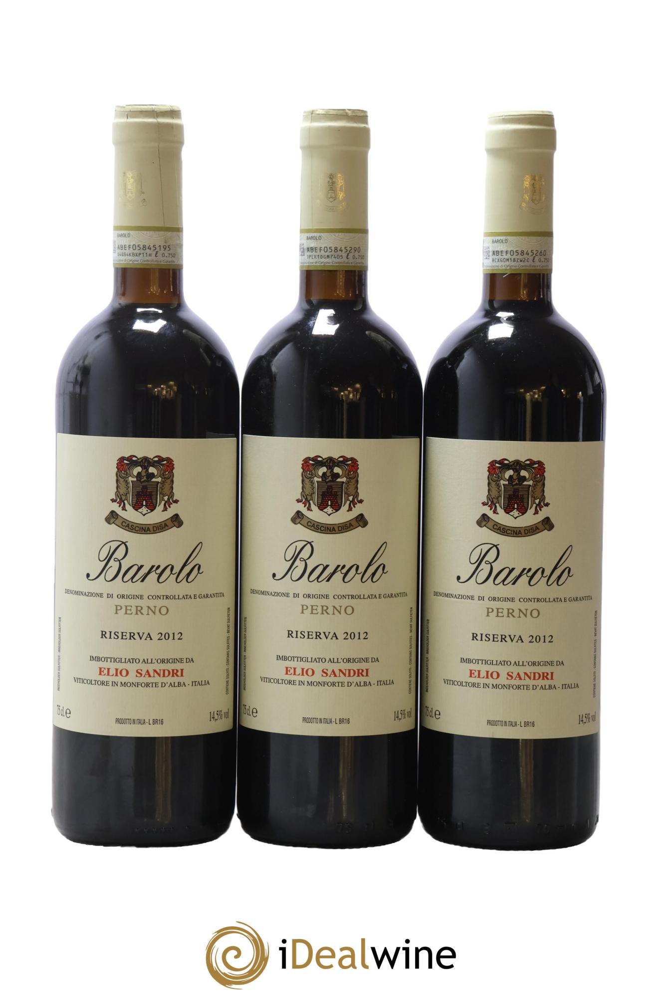 Barolo DOCG Riserva Perno Elio Sandri 2012 - Lot of 3 bottles - 0
