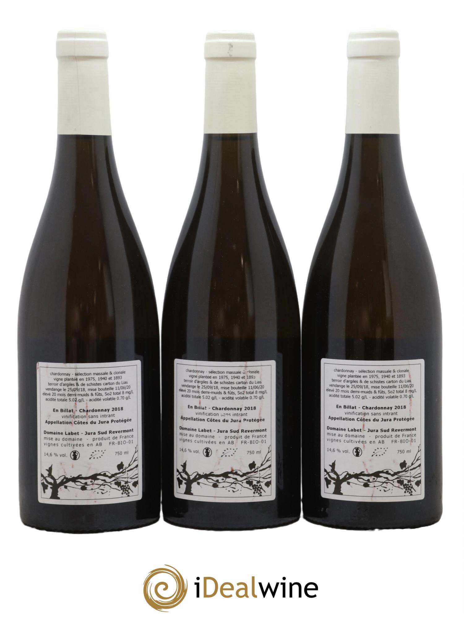Côtes du Jura Chardonnay En Billat Labet (Domaine) 2018 - Lot de 3 bouteilles - 1