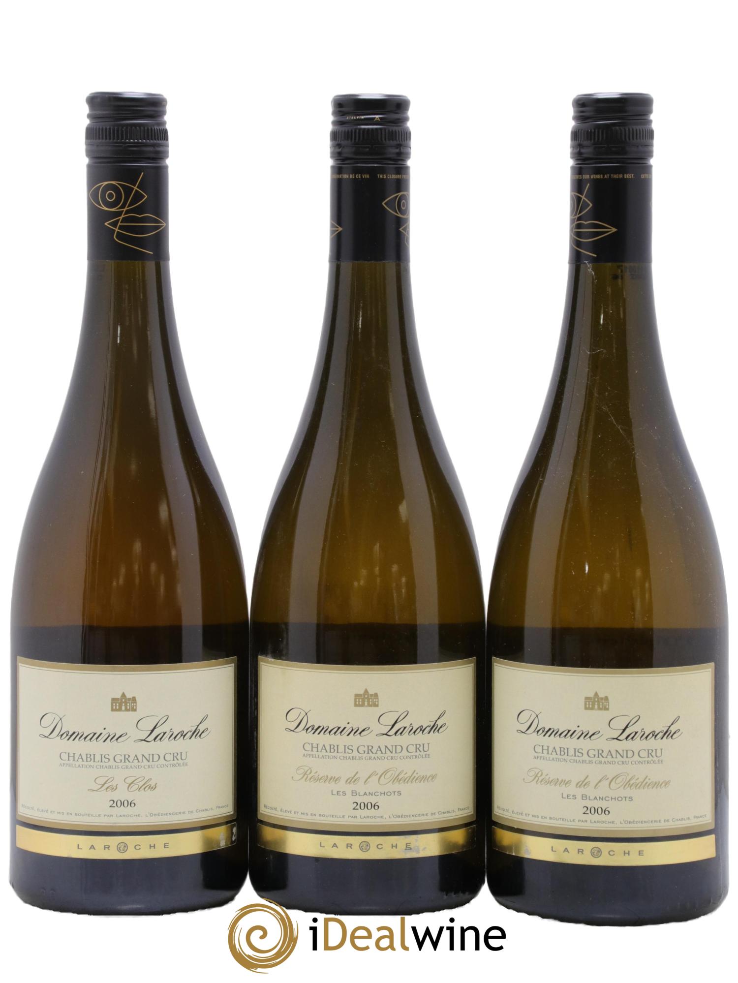 Chablis Grand Cru Les Blanchots - Réserve de l'Obédience Domaine Laroche 2006 - Lotto di 3 bottiglie - 0