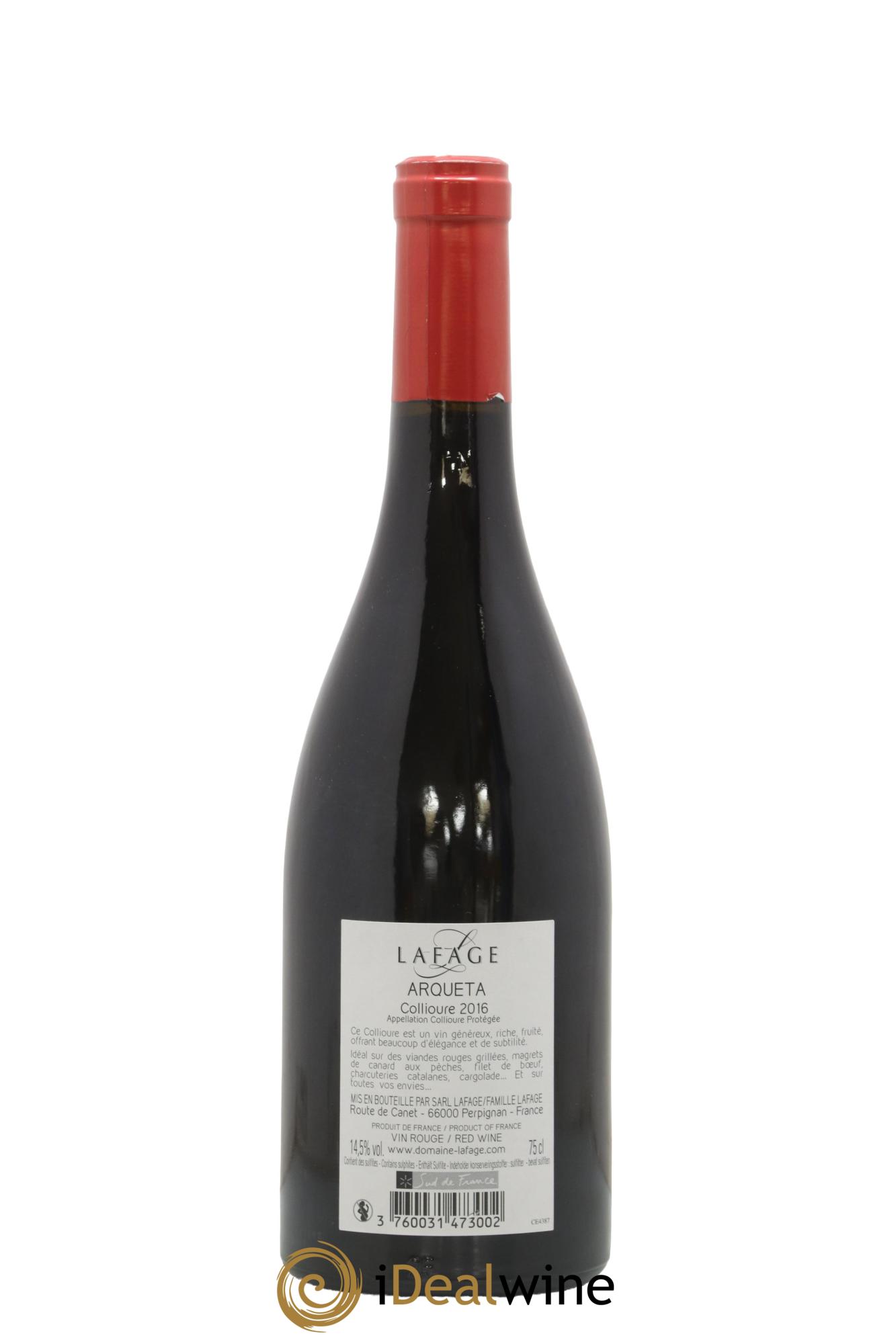 Collioure Arqueta Domaine Lafage 2016 - Lot de 1 bouteille - 1